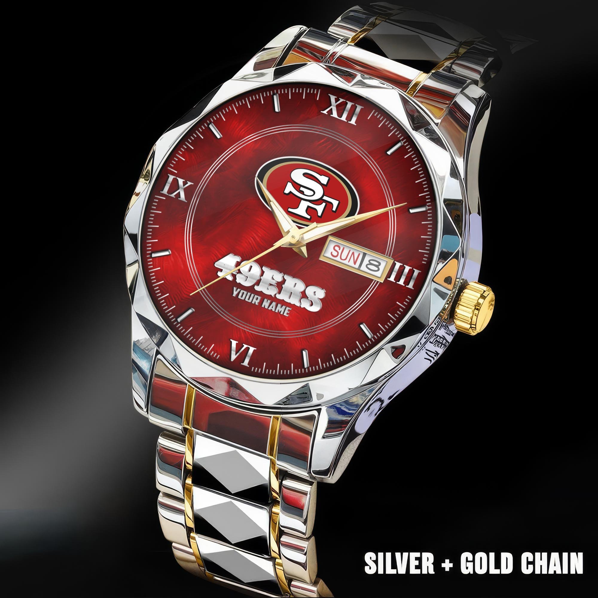 San Francisco 49ers Stainless Steel Watches For Men Custom Your Name, Sport Stainless Steel Watches For Men EHIVM-005032130N
