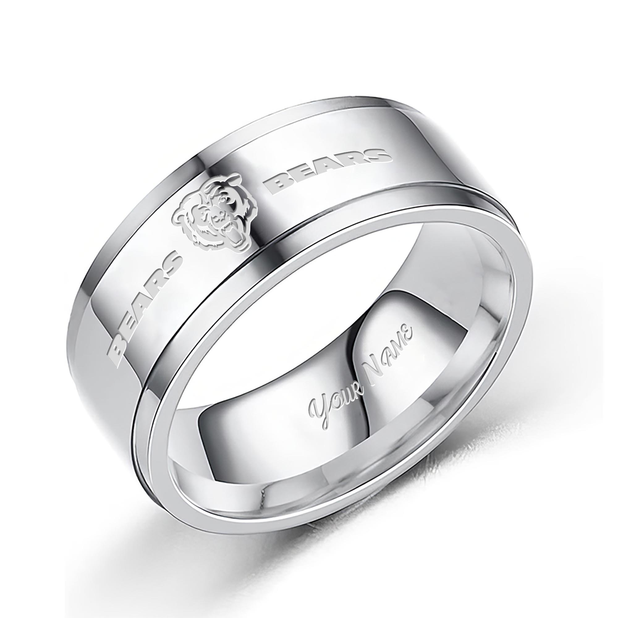 Chicago Bears Stainless Steel Rings Comes With Box Custom Your Name 2025 versions, Gifts For Fan EHIVM-05152220N