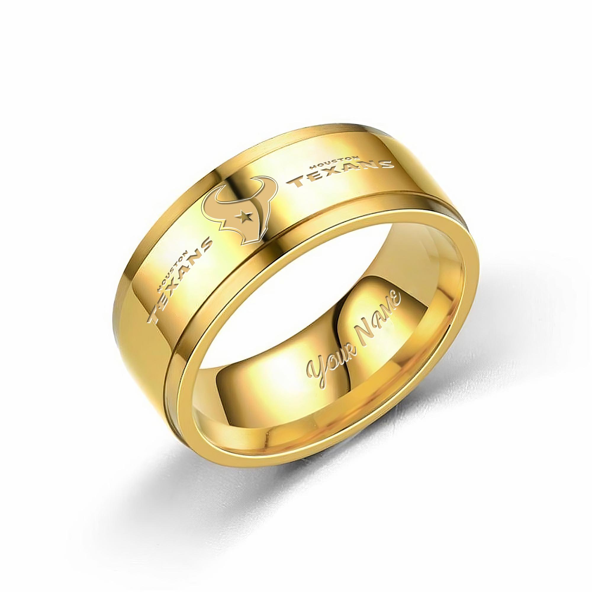 Alternative view of Houston Texans Stainless Steel Rings Comes With Box Custom Your Name 2025 versions, Gifts For Fan EHIVM-05152220N