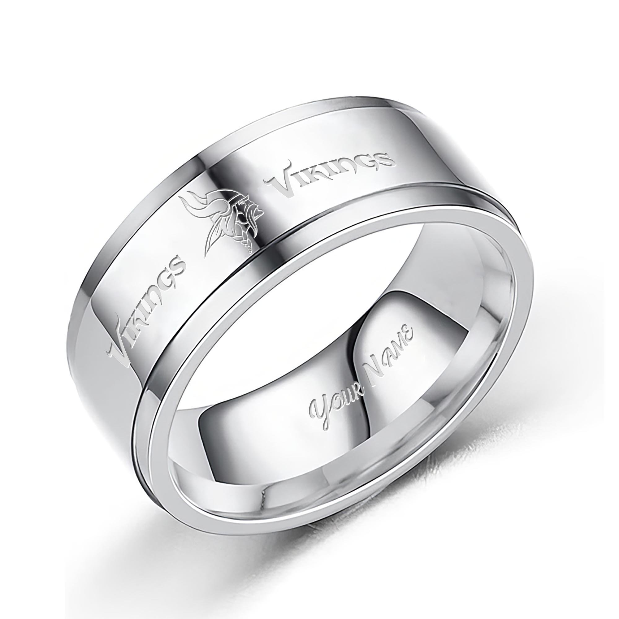 Minnesota Vikings Stainless Steel Rings Comes With Box Custom Your Name 2025 versions, Gifts For Fan EHIVM-05152220N