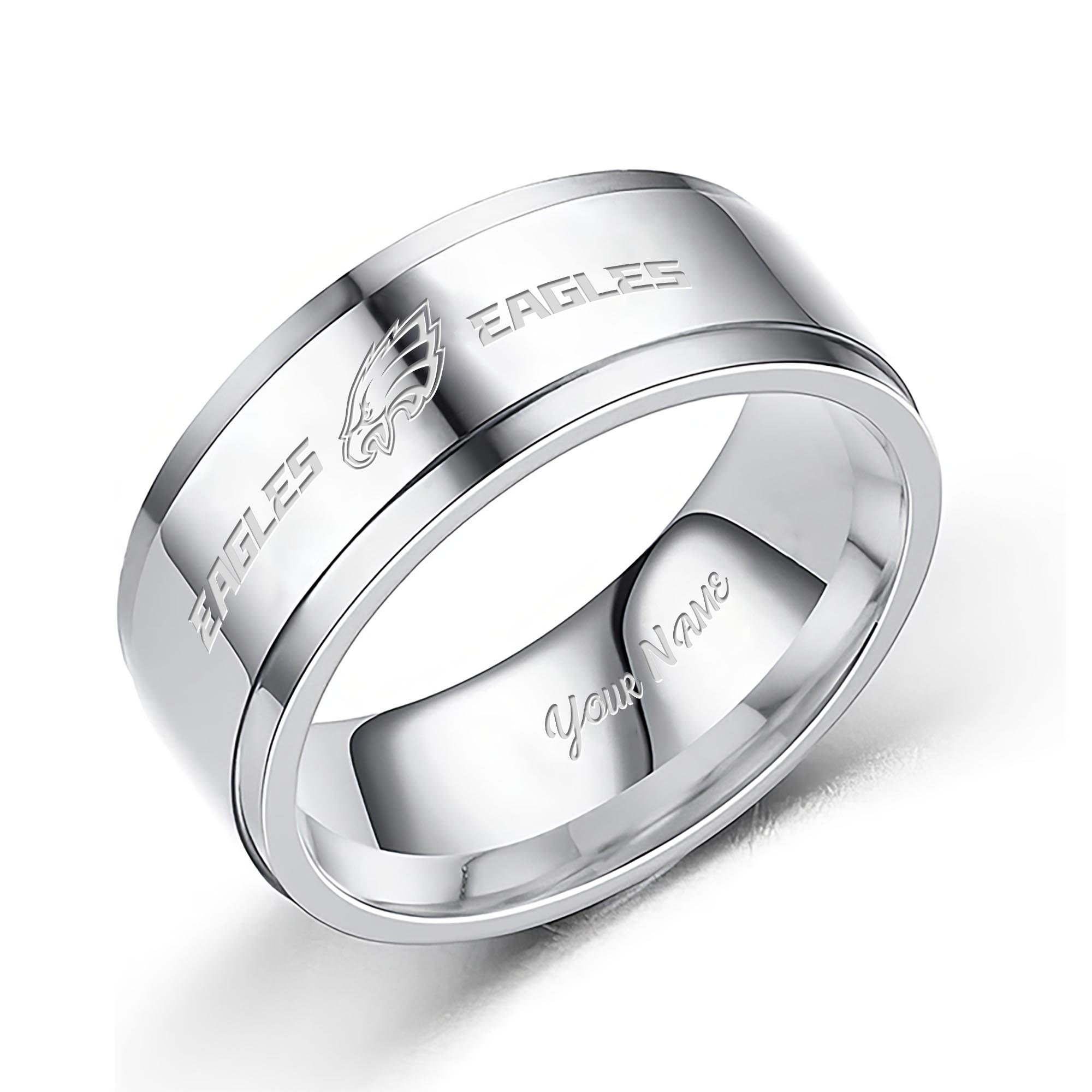 Philadelphia Eagles Stainless Steel Rings Comes With Box Custom Your Name 2025 versions, Gifts For Fan EHIVM-05152220N