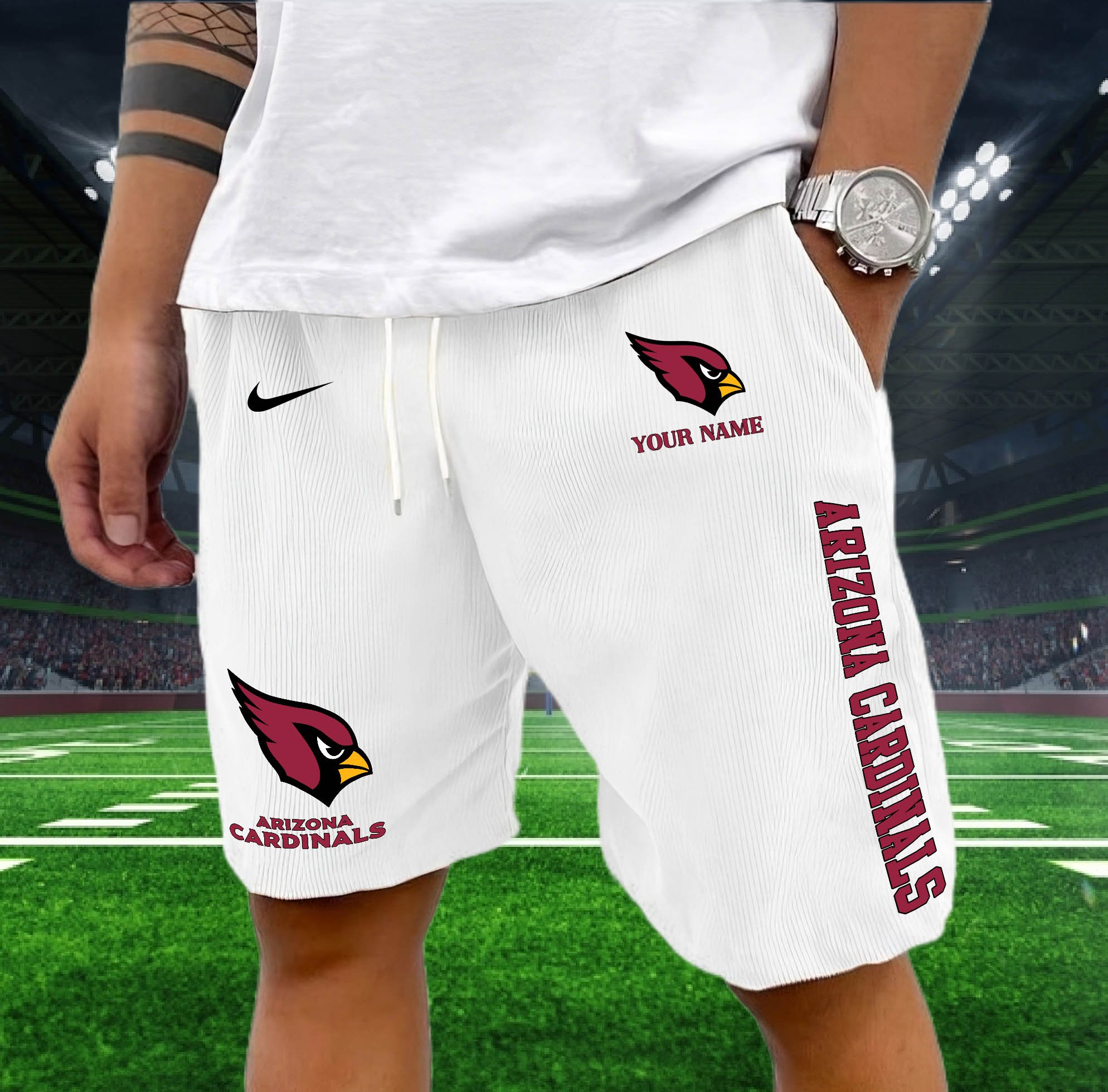 Arizona Cardinals Corduroy Shorts Custom You Name,  Sport Corduroy Shorts, Gifts For Fan EHIVM-05222311N