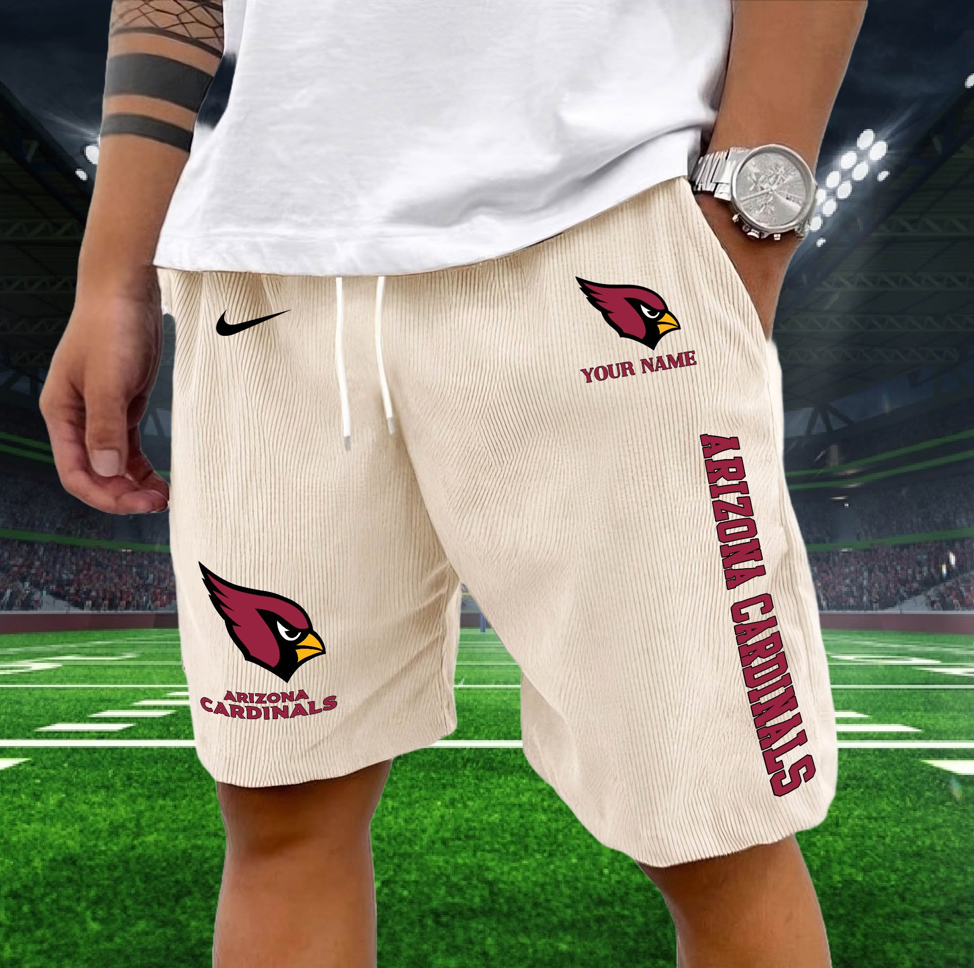 Alternative view of Arizona Cardinals Corduroy Shorts Custom You Name,  Sport Corduroy Shorts, Gifts For Fan EHIVM-05222311N