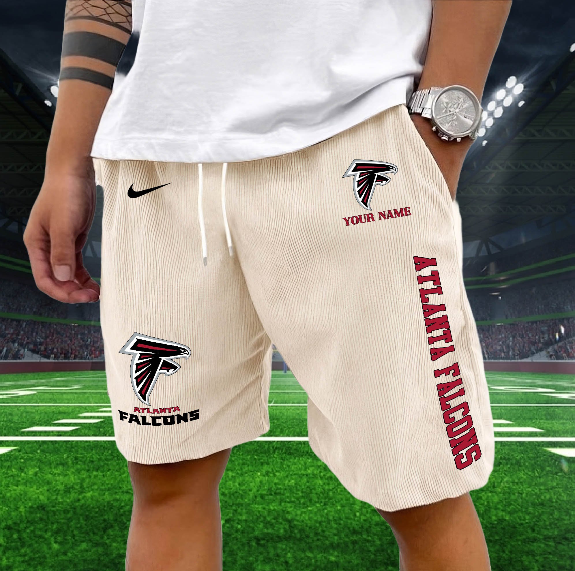 Alternative view of Atlanta Falcons Corduroy Shorts Custom You Name,  Sport Corduroy Shorts, Gifts For Fan EHIVM-05222311N