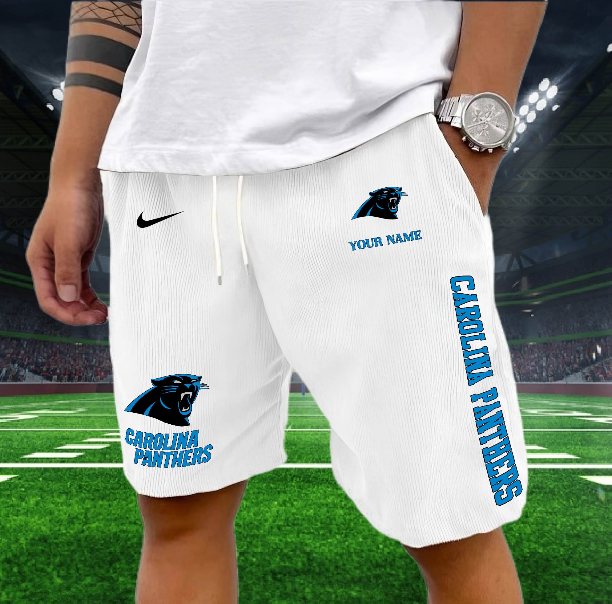 Carolina Panthers Corduroy Shorts Custom You Name,  Sport Corduroy Shorts, Gifts For Fan EHIVM-05222311N