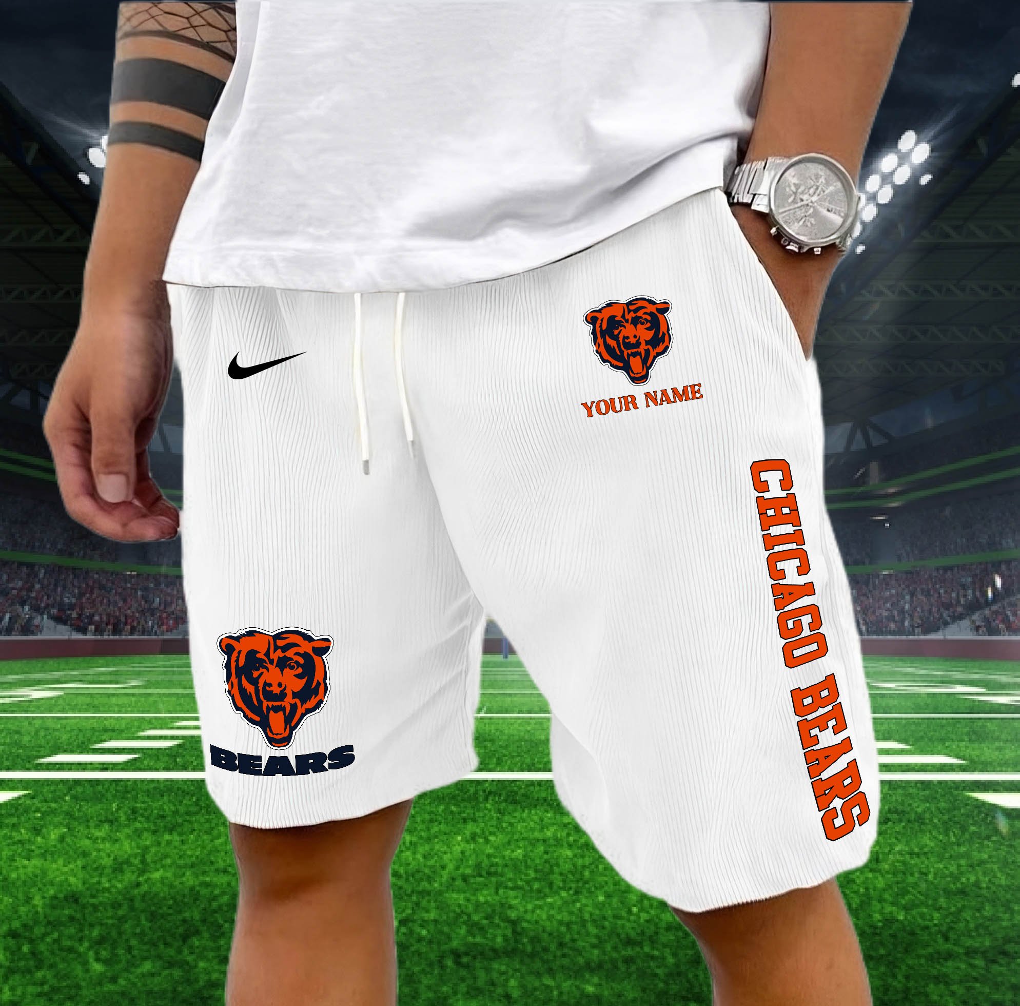 Chicago Bears Corduroy Shorts Custom You Name,  Sport Corduroy Shorts, Gifts For Fan EHIVM-05222311N