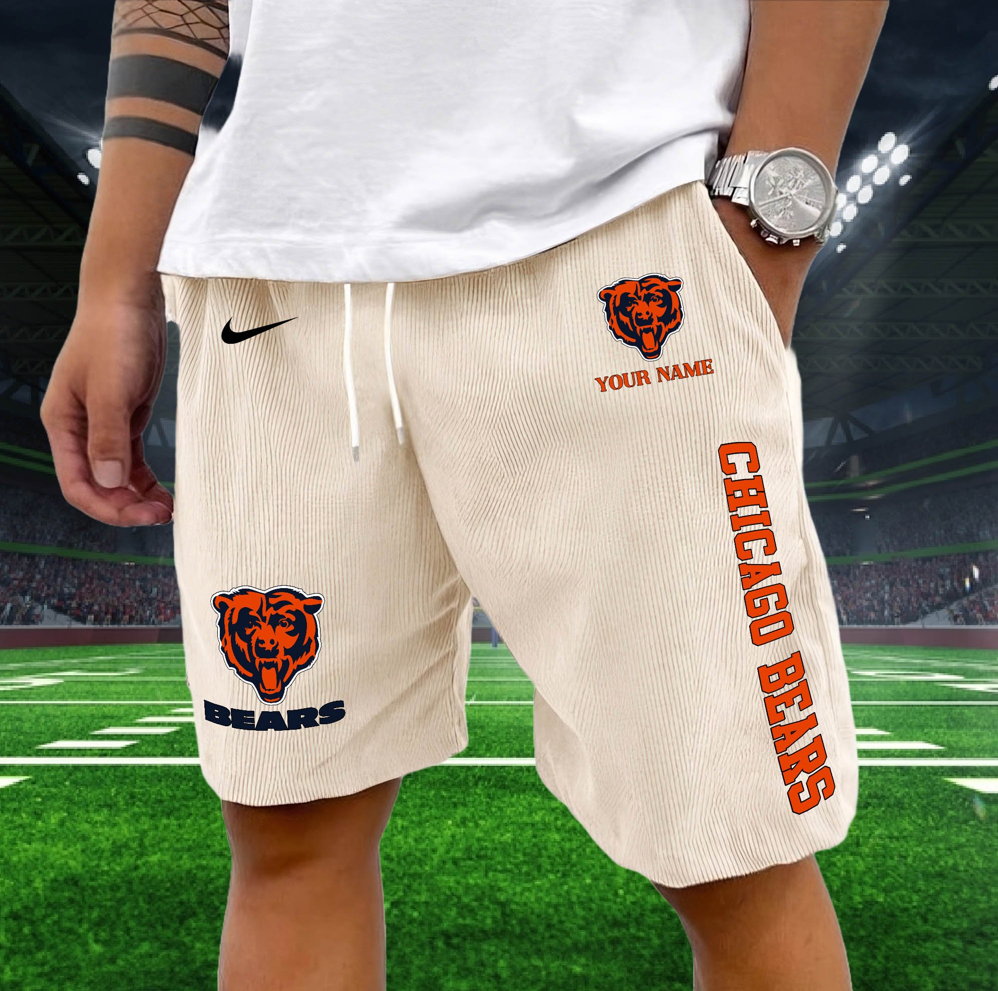 Alternative view of Chicago Bears Corduroy Shorts Custom You Name,  Sport Corduroy Shorts, Gifts For Fan EHIVM-05222311N