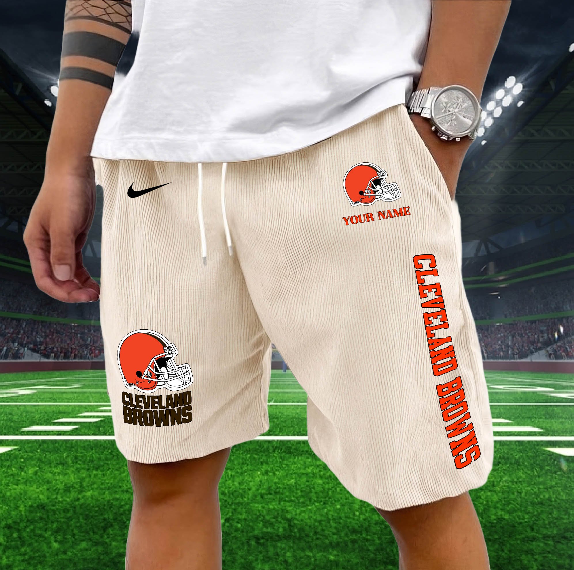 Alternative view of Cleveland Browns Corduroy Shorts Custom You Name,  Sport Corduroy Shorts, Gifts For Fan EHIVM-05222311N