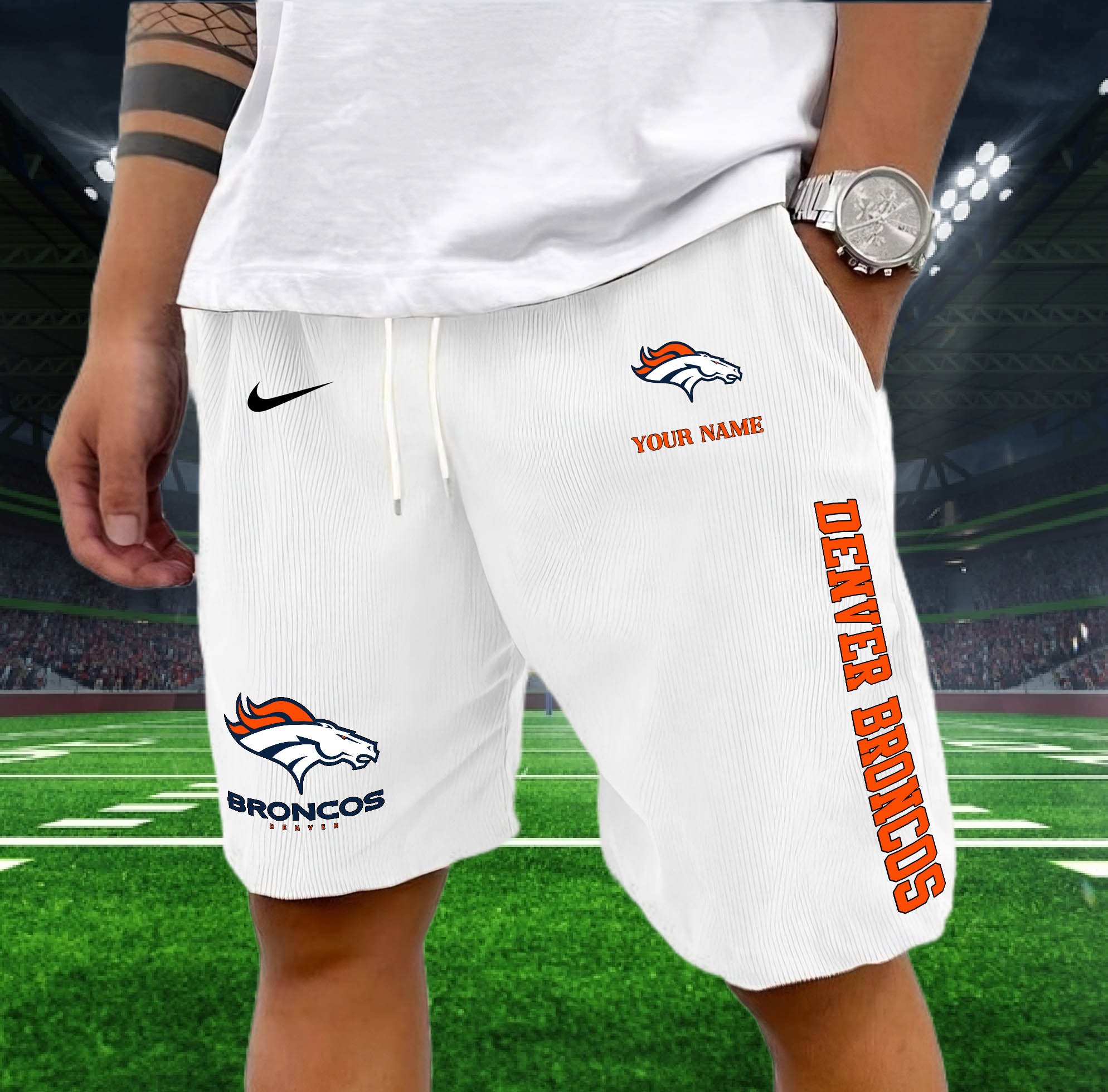 Denver Broncos Corduroy Shorts Custom You Name,  Sport Corduroy Shorts, Gifts For Fan EHIVM-05222311N