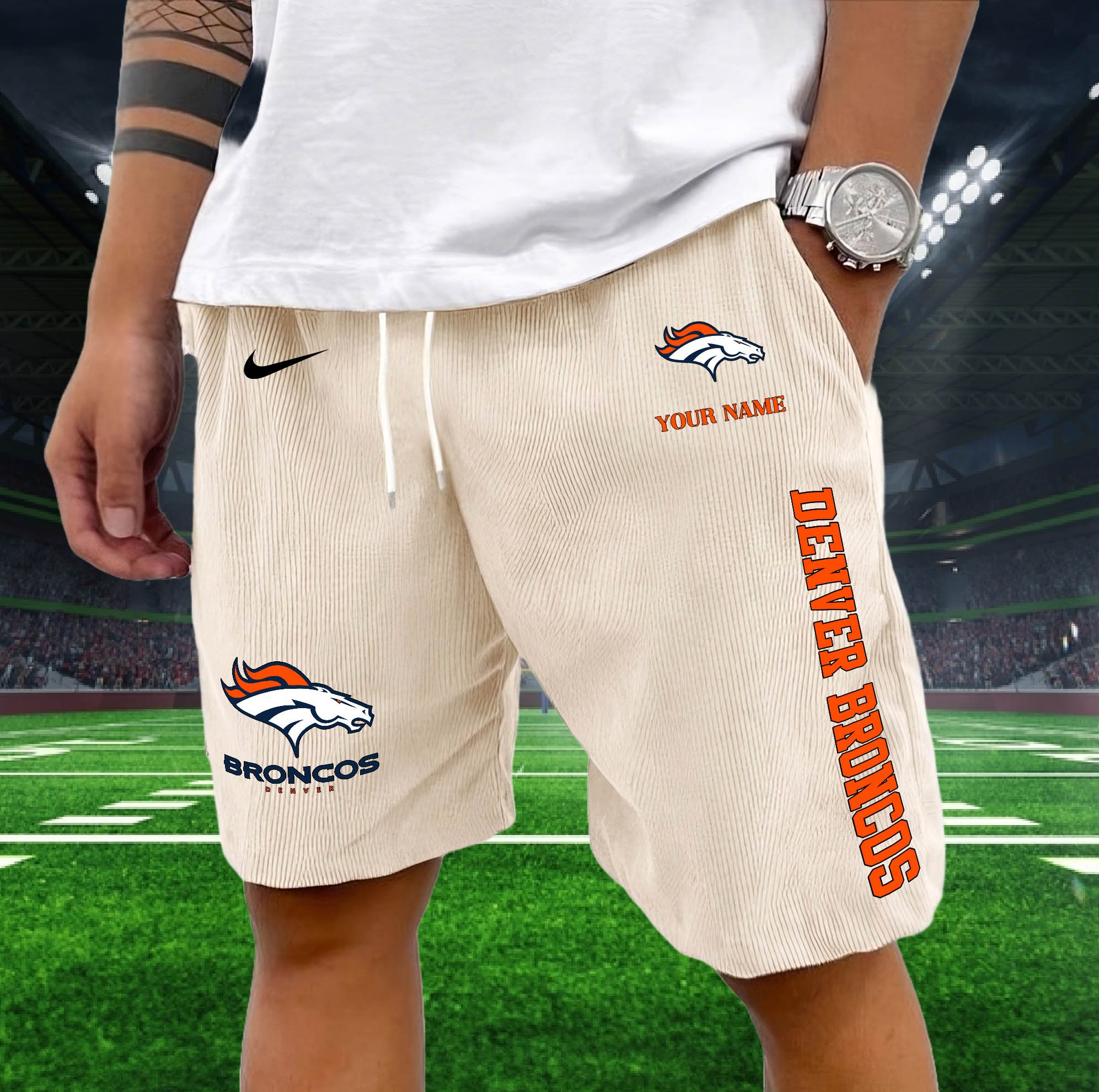Alternative view of Denver Broncos Corduroy Shorts Custom You Name,  Sport Corduroy Shorts, Gifts For Fan EHIVM-05222311N