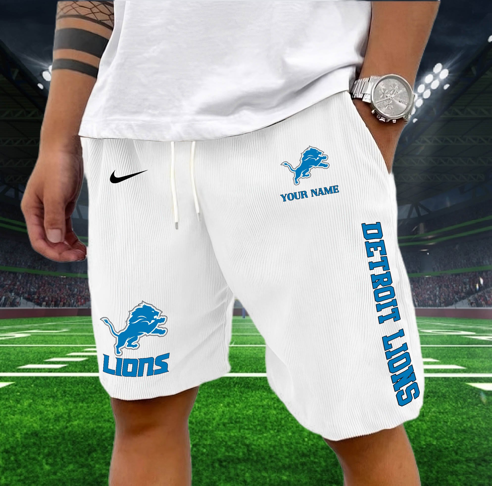 Detroit Lions Corduroy Shorts Custom You Name,  Sport Corduroy Shorts, Gifts For Fan EHIVM-05222311N