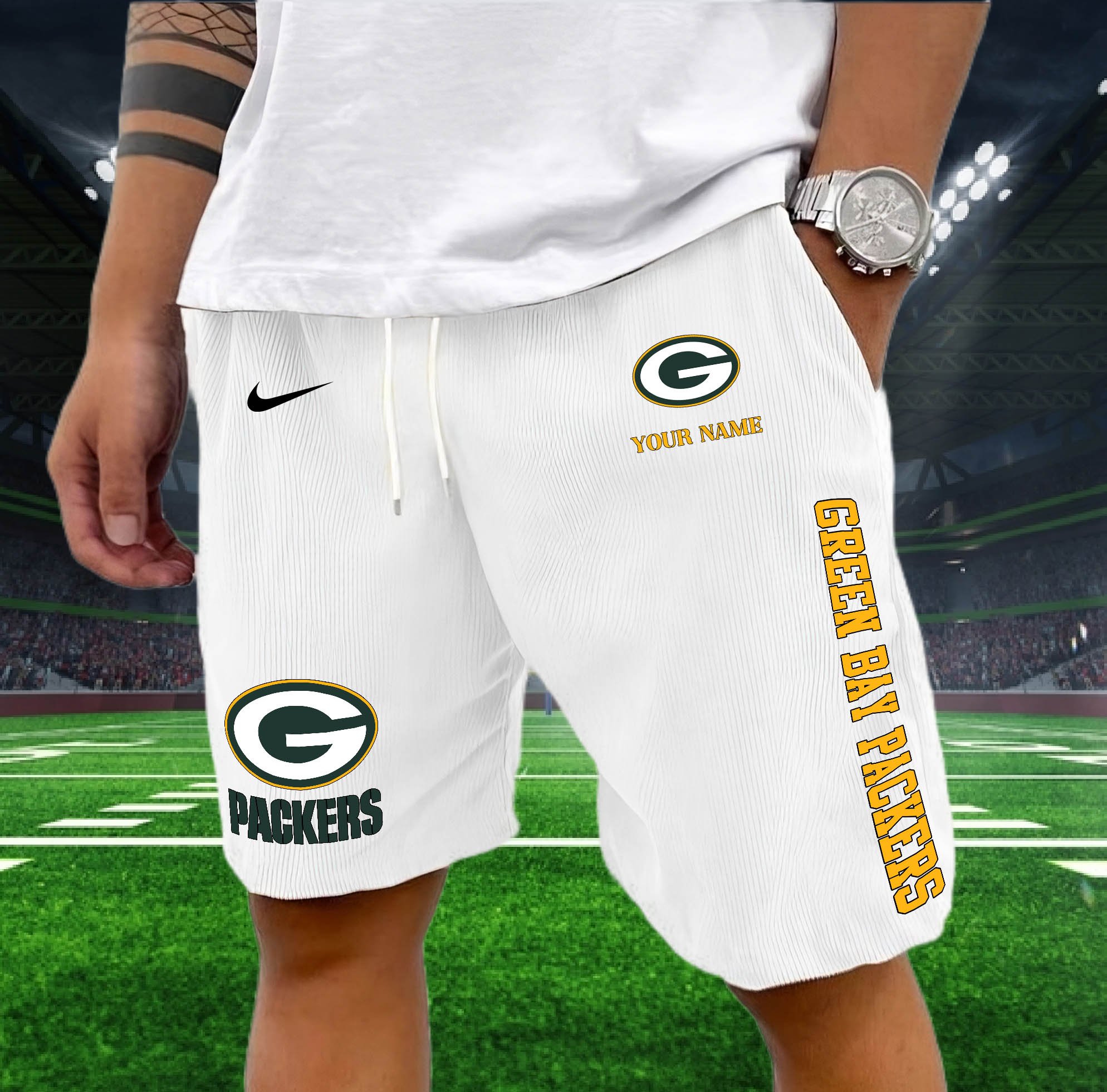 Green Bay Packers Corduroy Shorts Custom You Name,  Sport Corduroy Shorts, Gifts For Fan EHIVM-05222311N