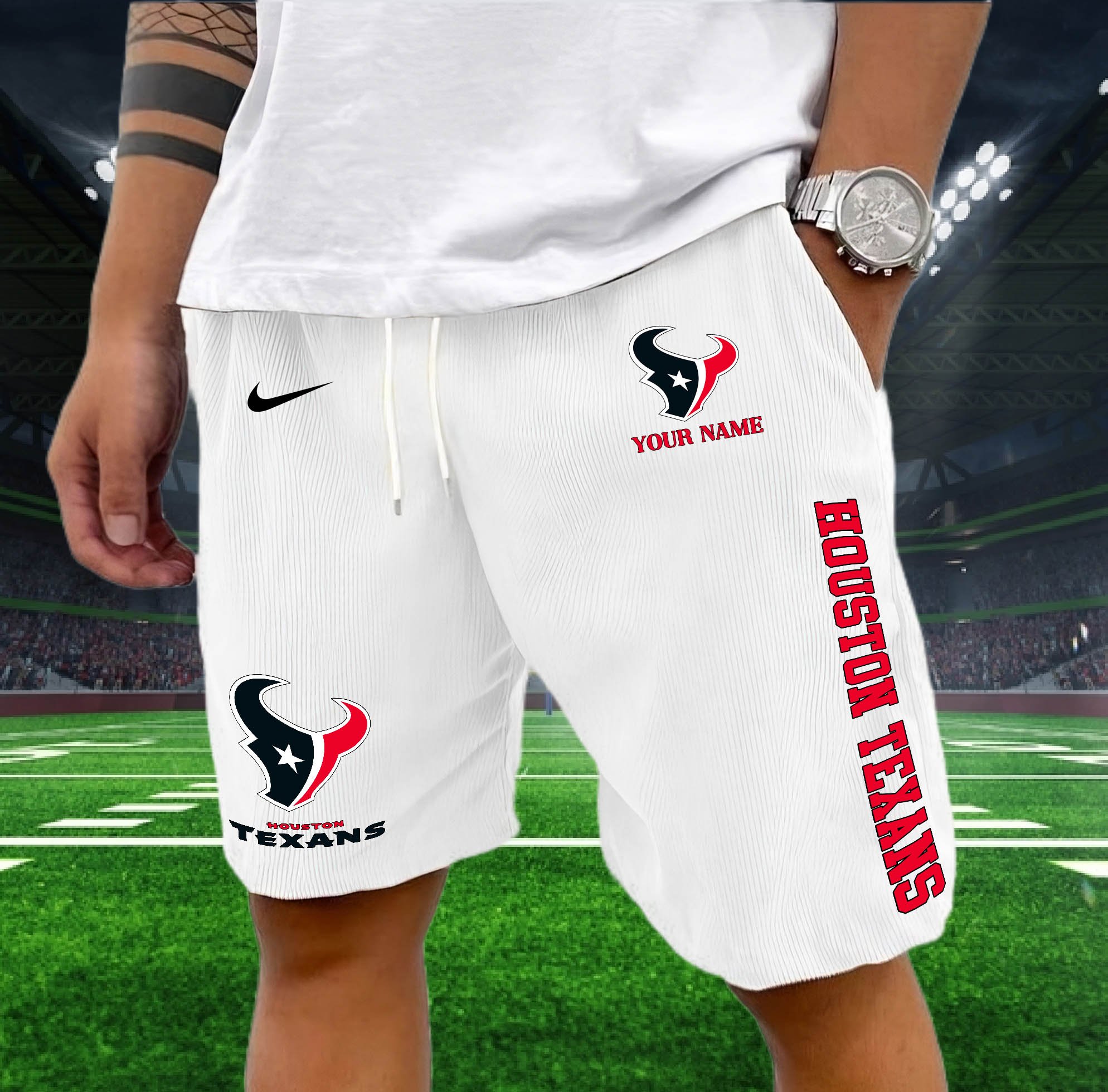 Houston Texans Corduroy Shorts Custom You Name,  Sport Corduroy Shorts, Gifts For Fan EHIVM-05222311N