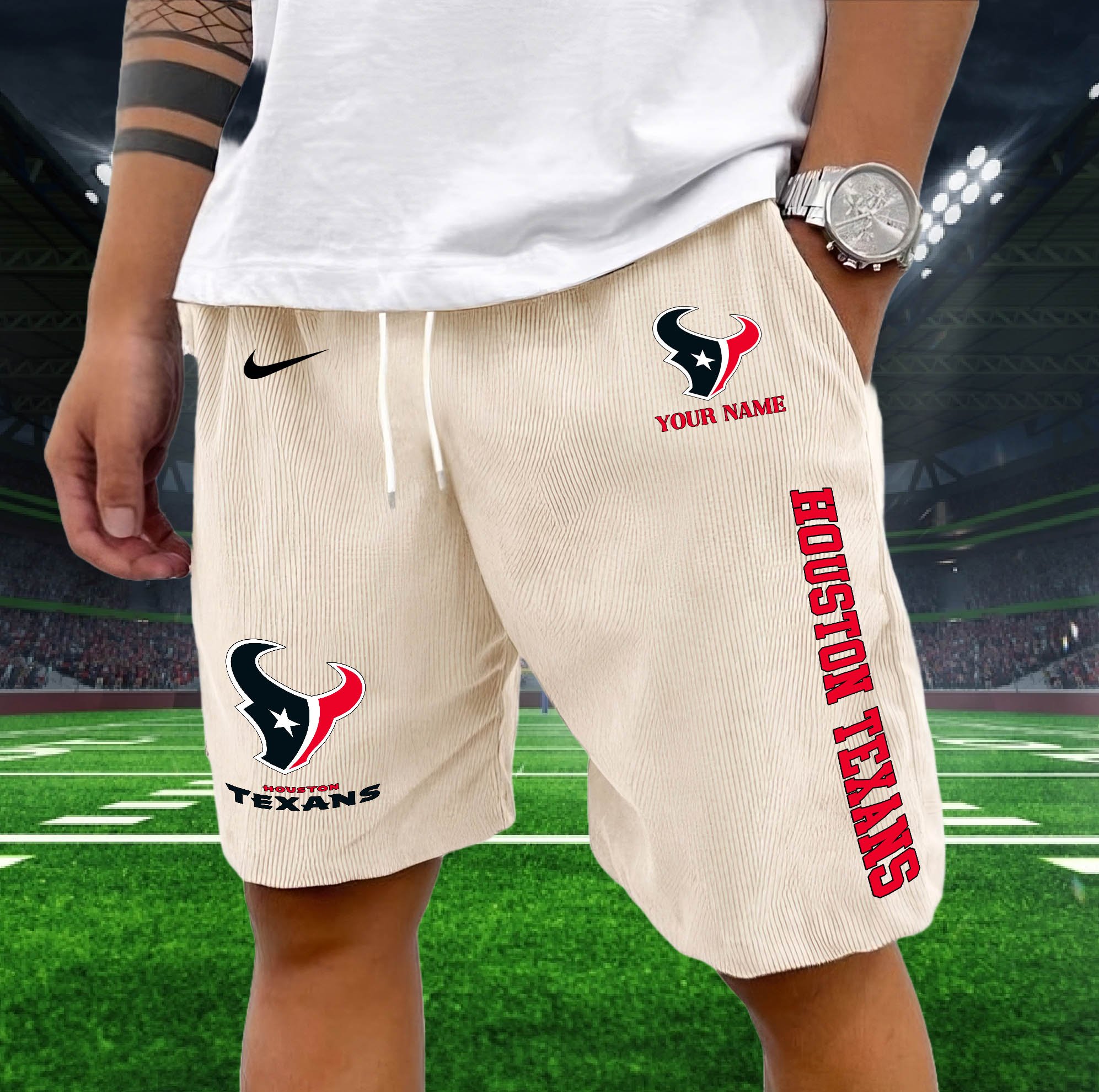 Alternative view of Houston Texans Corduroy Shorts Custom You Name,  Sport Corduroy Shorts, Gifts For Fan EHIVM-05222311N