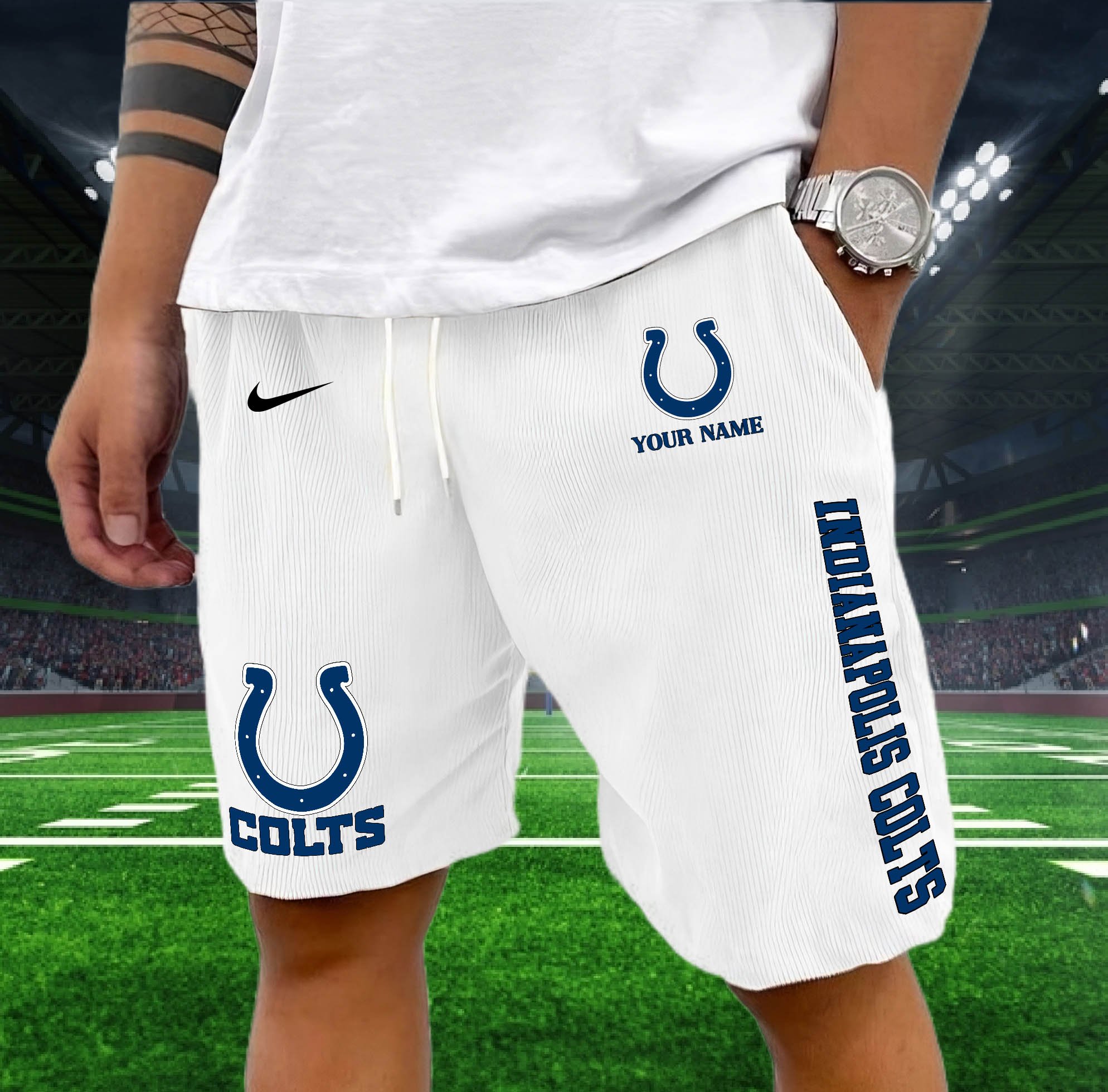 Indianapolis Colts Corduroy Shorts Custom You Name,  Sport Corduroy Shorts, Gifts For Fan EHIVM-05222311N