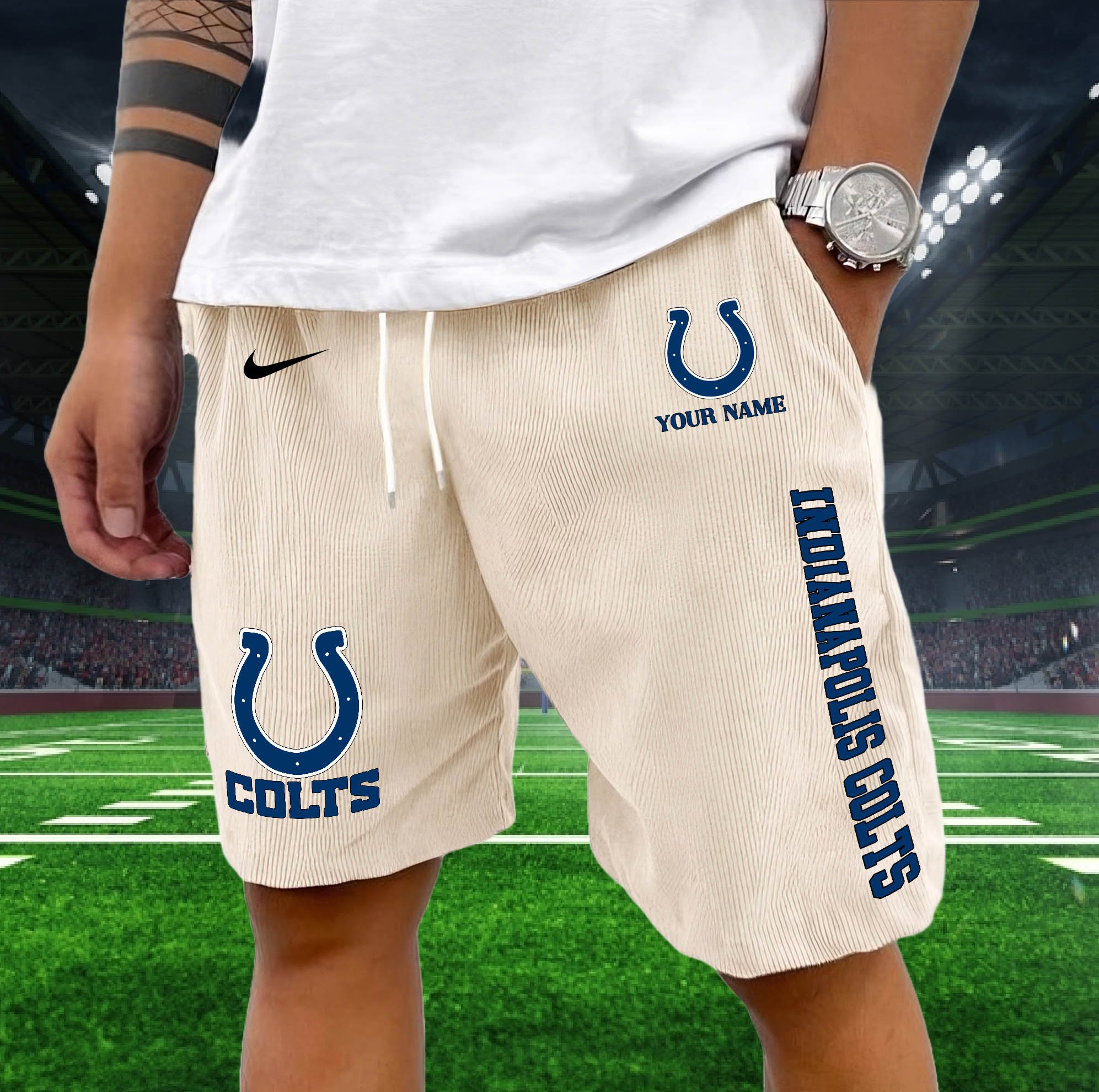 Alternative view of Indianapolis Colts Corduroy Shorts Custom You Name,  Sport Corduroy Shorts, Gifts For Fan EHIVM-05222311N