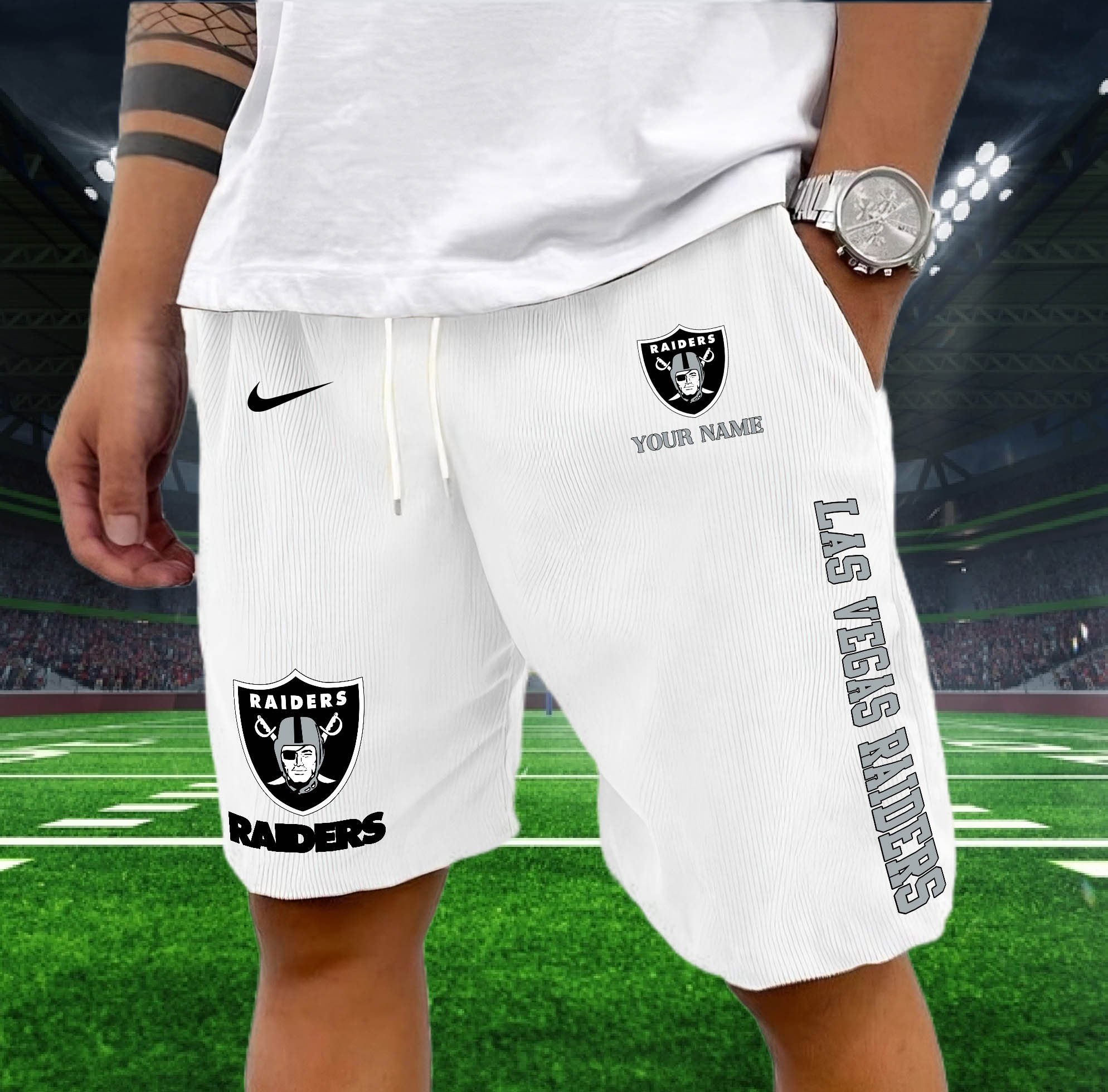 Las Vegas Raiders Corduroy Shorts Custom You Name,  Sport Corduroy Shorts, Gifts For Fan EHIVM-05222311N