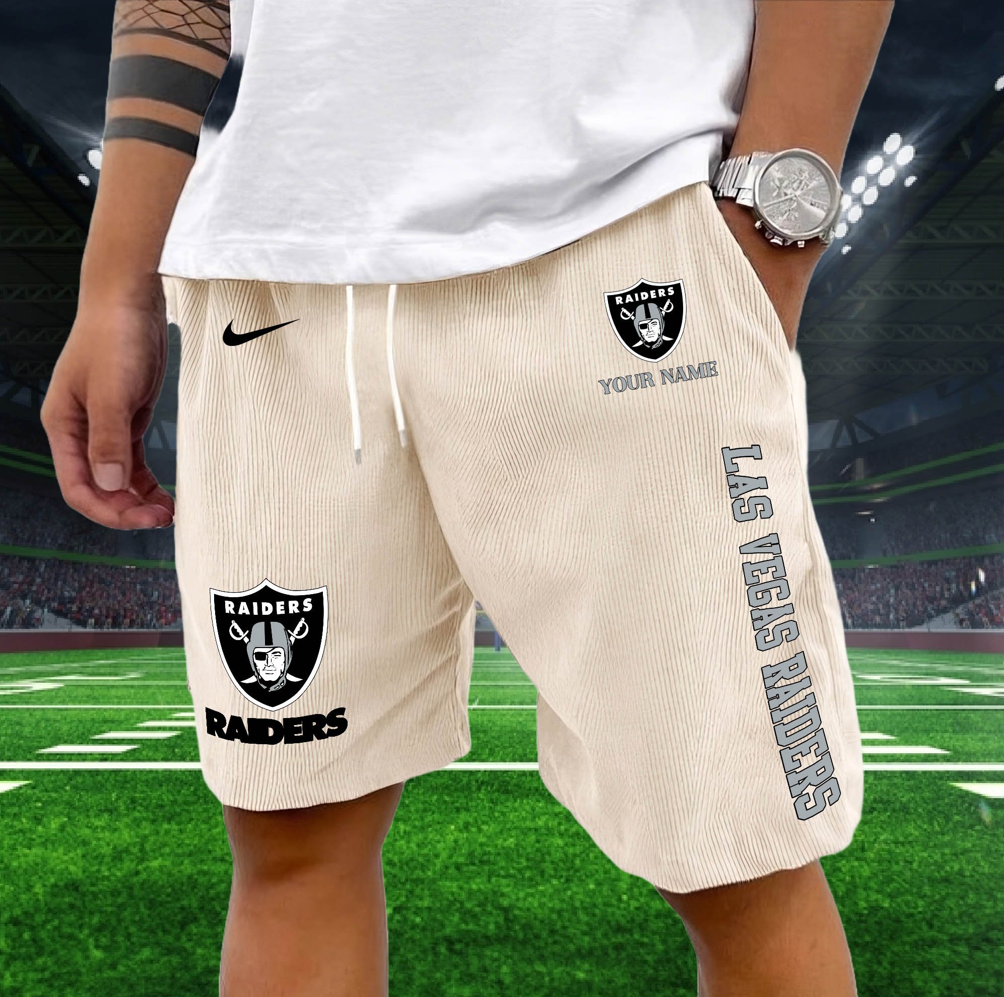 Alternative view of Las Vegas Raiders Corduroy Shorts Custom You Name,  Sport Corduroy Shorts, Gifts For Fan EHIVM-05222311N