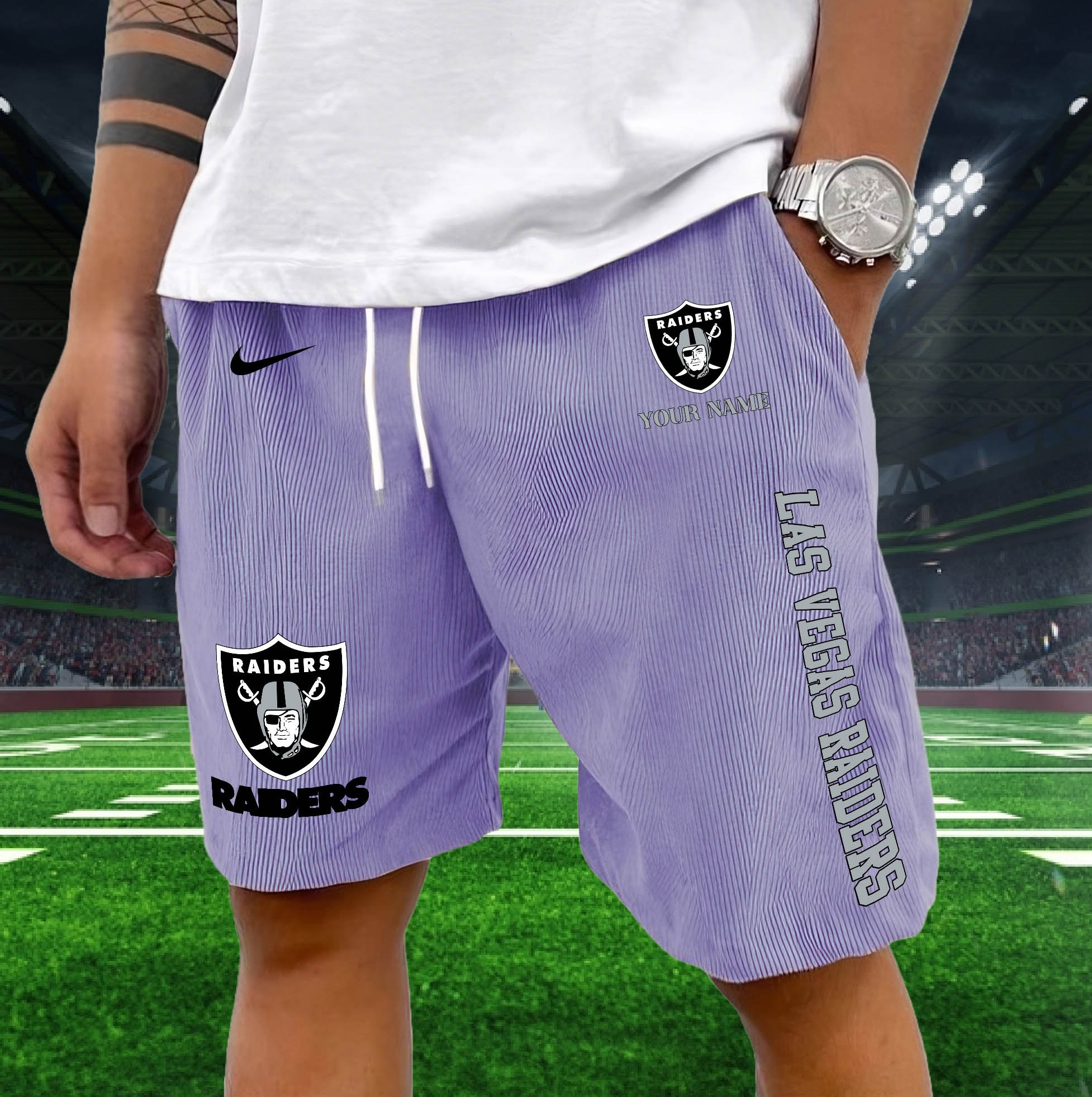Las Vegas Raiders Corduroy Shorts Custom You Name, Sport Corduroy Shorts, Gifts For Fan EHIVM-05222311N - Image 4