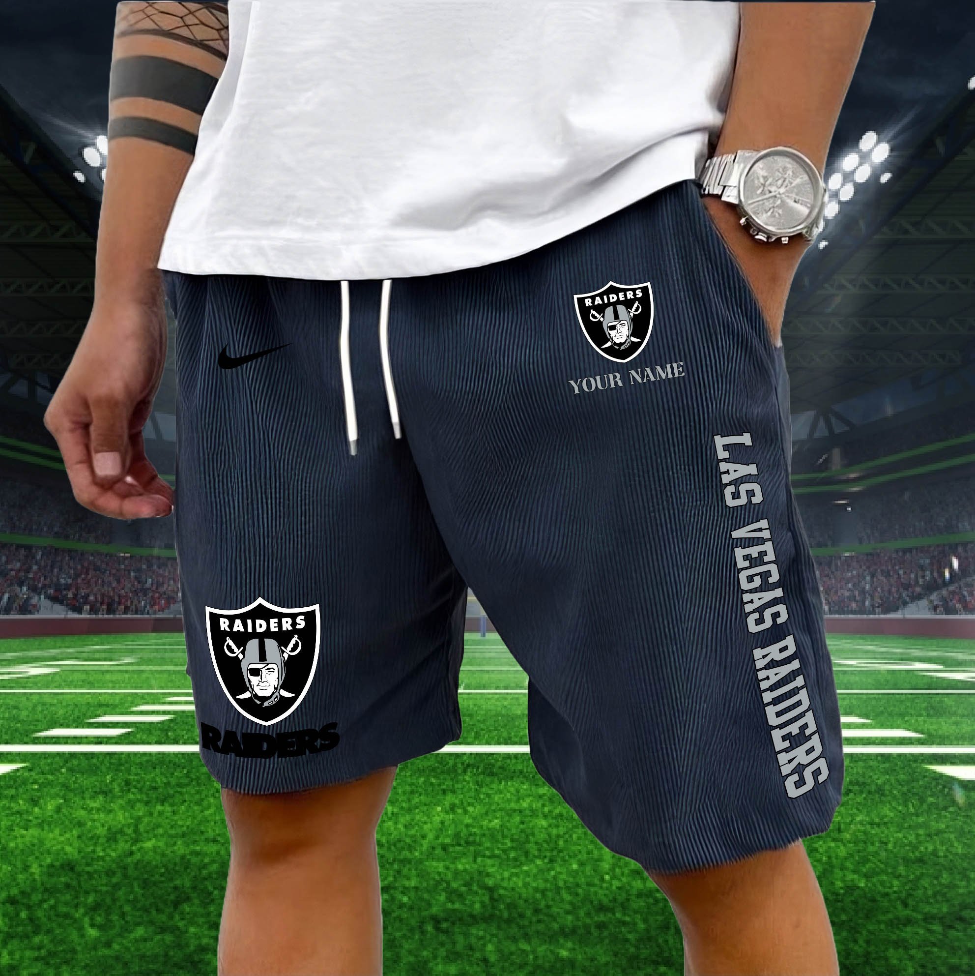 Las Vegas Raiders Corduroy Shorts Custom You Name, Sport Corduroy Shorts, Gifts For Fan EHIVM-05222311N - Image 5