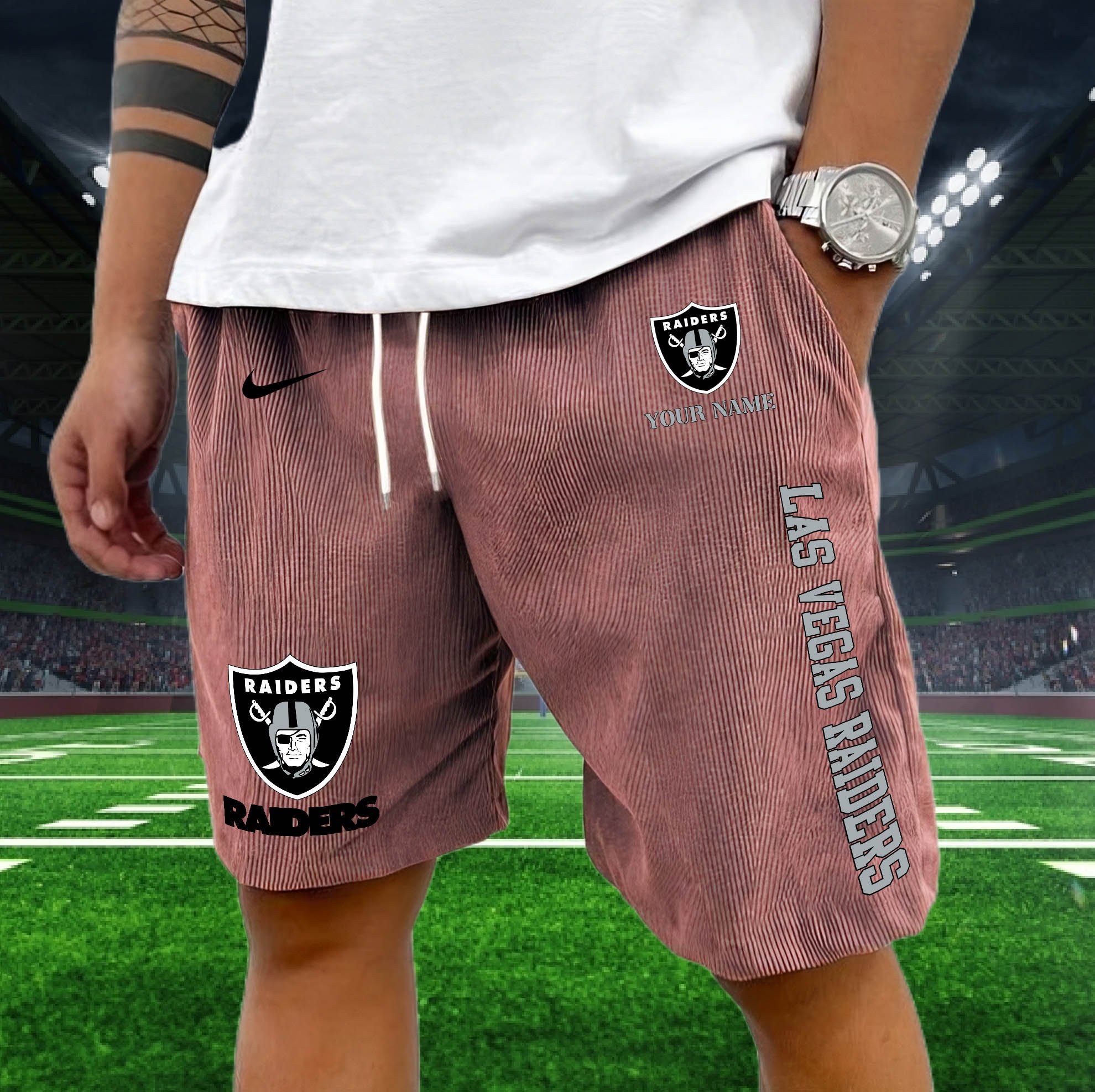 Las Vegas Raiders Corduroy Shorts Custom You Name, Sport Corduroy Shorts, Gifts For Fan EHIVM-05222311N - Image 6