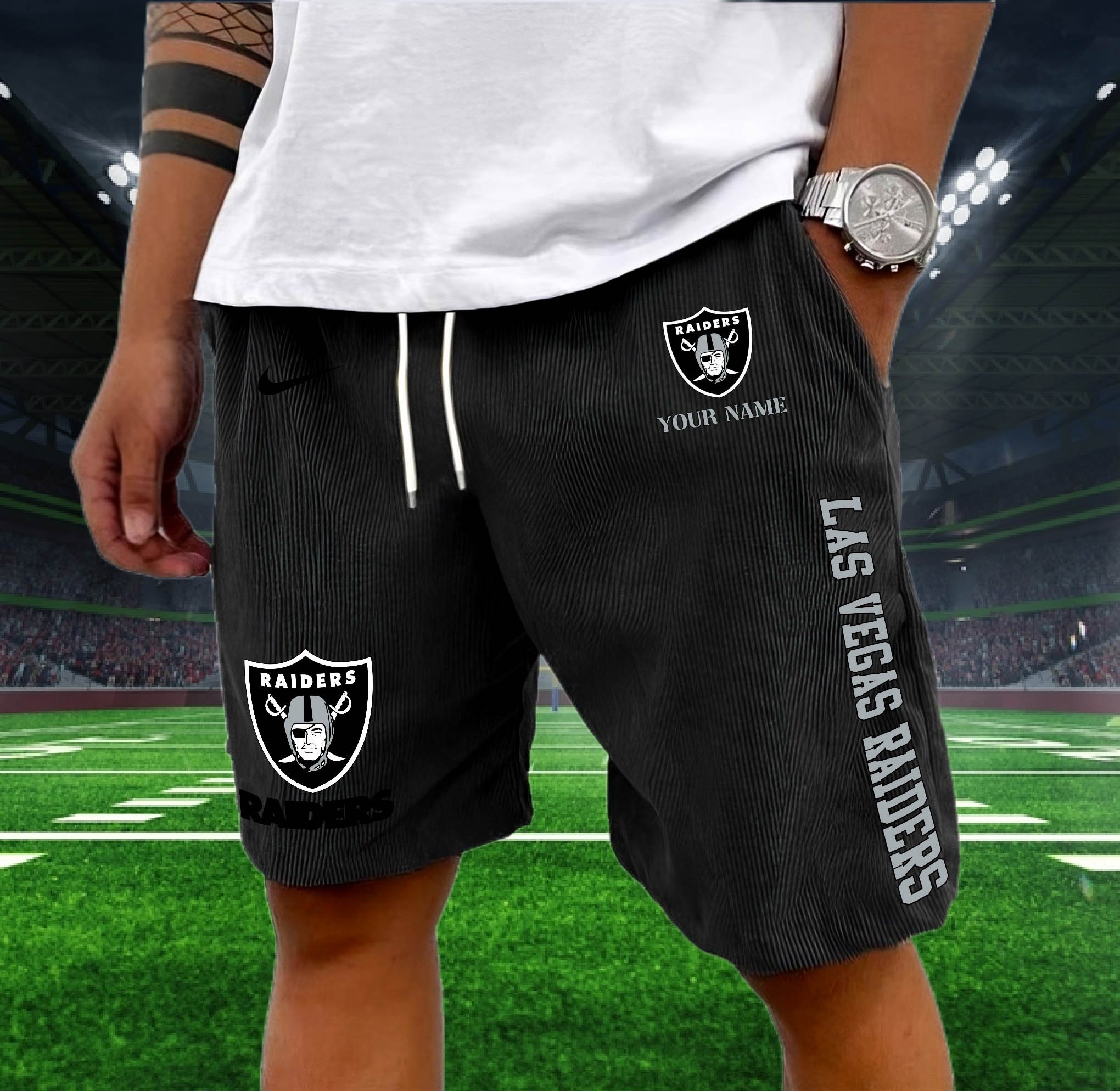 Las Vegas Raiders Corduroy Shorts Custom You Name, Sport Corduroy Shorts, Gifts For Fan EHIVM-05222311N - Image 7