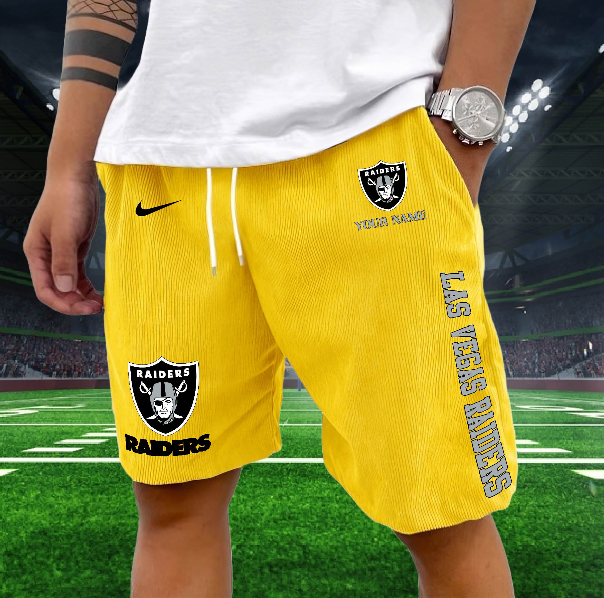 Las Vegas Raiders Corduroy Shorts Custom You Name, Sport Corduroy Shorts, Gifts For Fan EHIVM-05222311N - Image 8