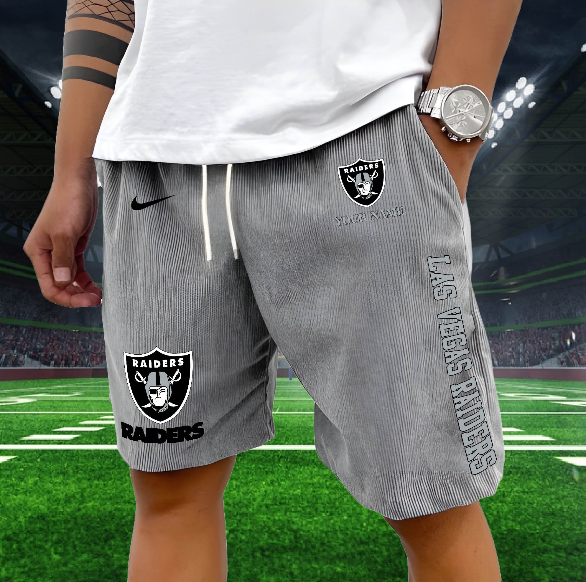 Las Vegas Raiders Corduroy Shorts Custom You Name, Sport Corduroy Shorts, Gifts For Fan EHIVM-05222311N - Image 9