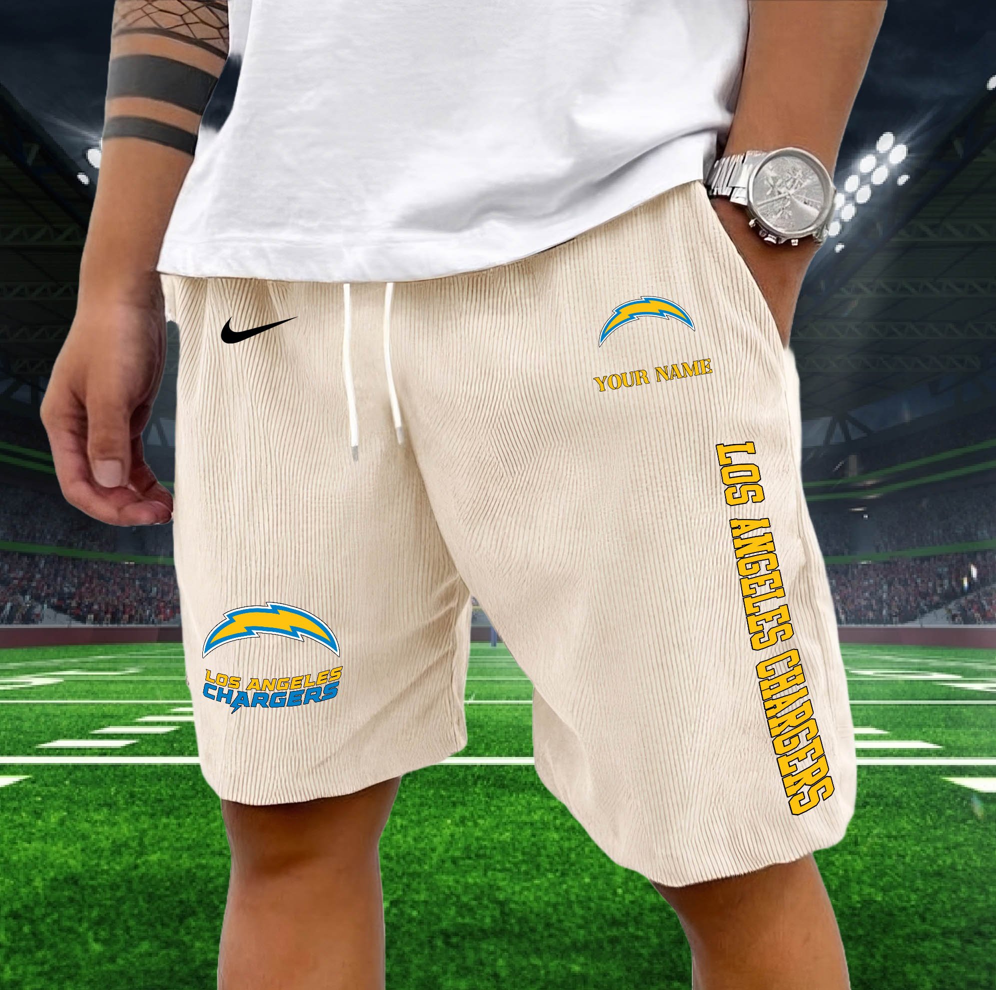 Alternative view of Los Angeles Chargers Corduroy Shorts Custom You Name,  Sport Corduroy Shorts, Gifts For Fan EHIVM-05222311N