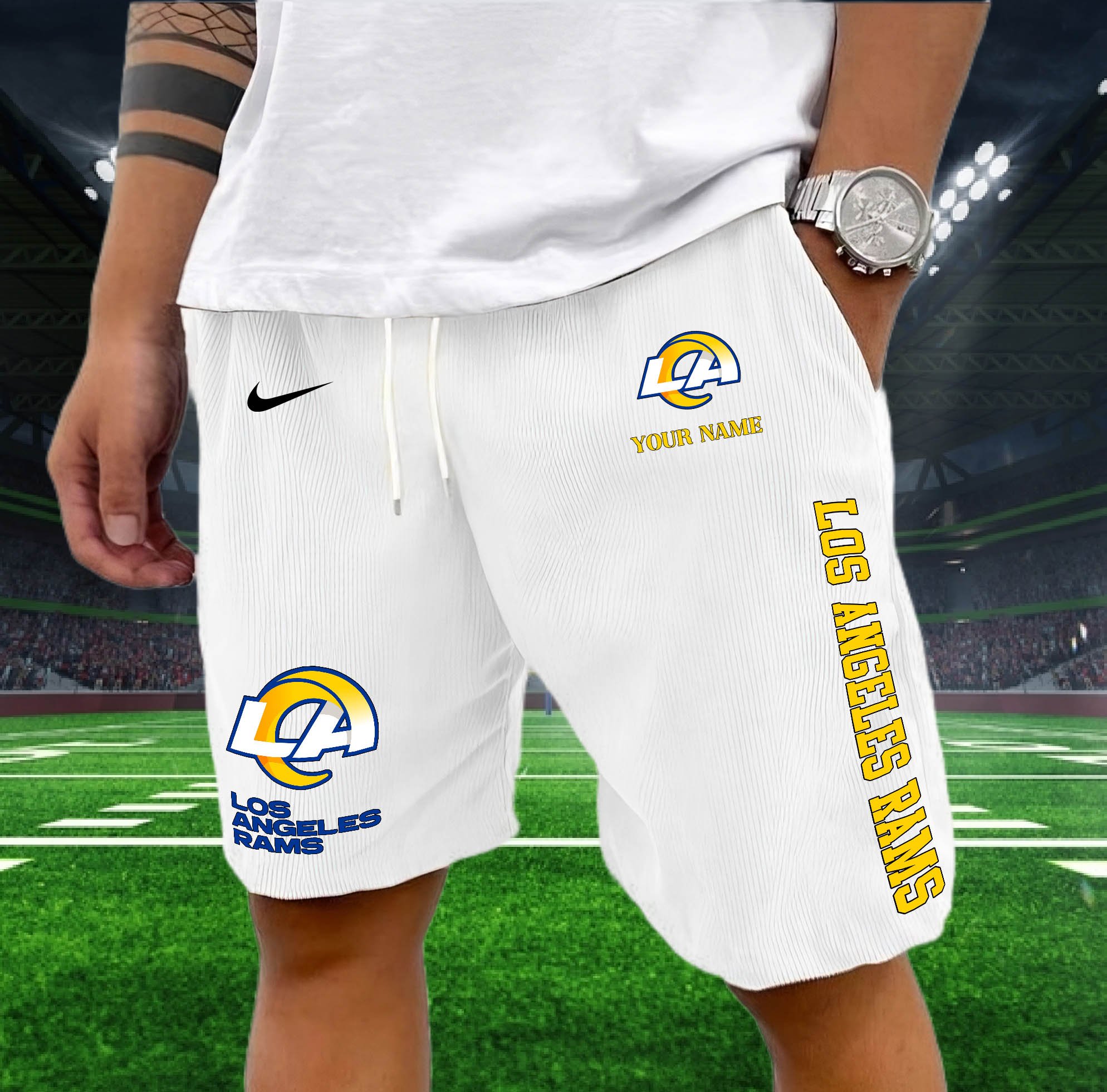 Los Angeles Rams Corduroy Shorts Custom You Name,  Sport Corduroy Shorts, Gifts For Fan EHIVM-05222311N