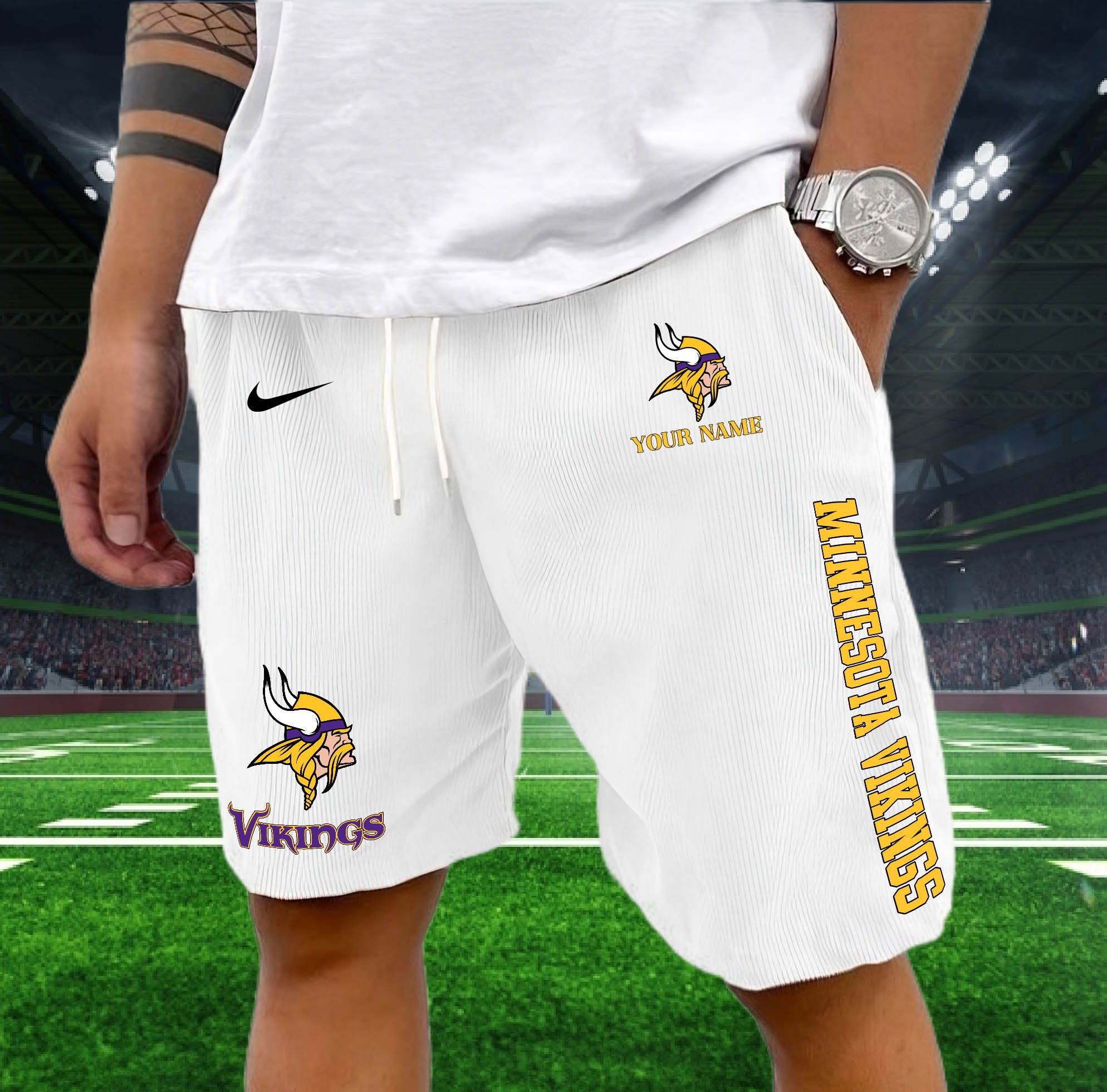 Minnesota Vikings Corduroy Shorts Custom You Name,  Sport Corduroy Shorts, Gifts For Fan EHIVM-05222311N
