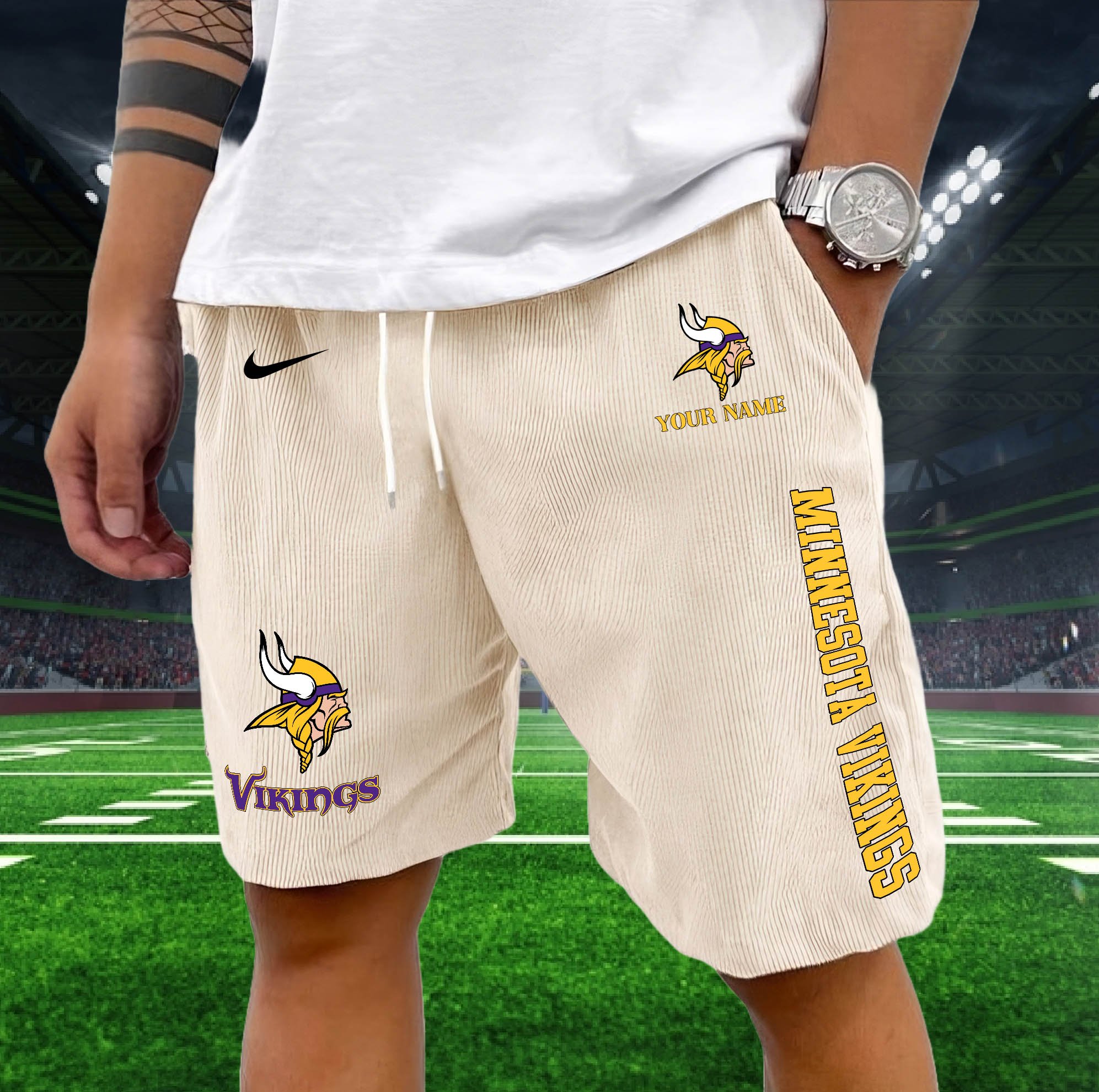 Alternative view of Minnesota Vikings Corduroy Shorts Custom You Name,  Sport Corduroy Shorts, Gifts For Fan EHIVM-05222311N