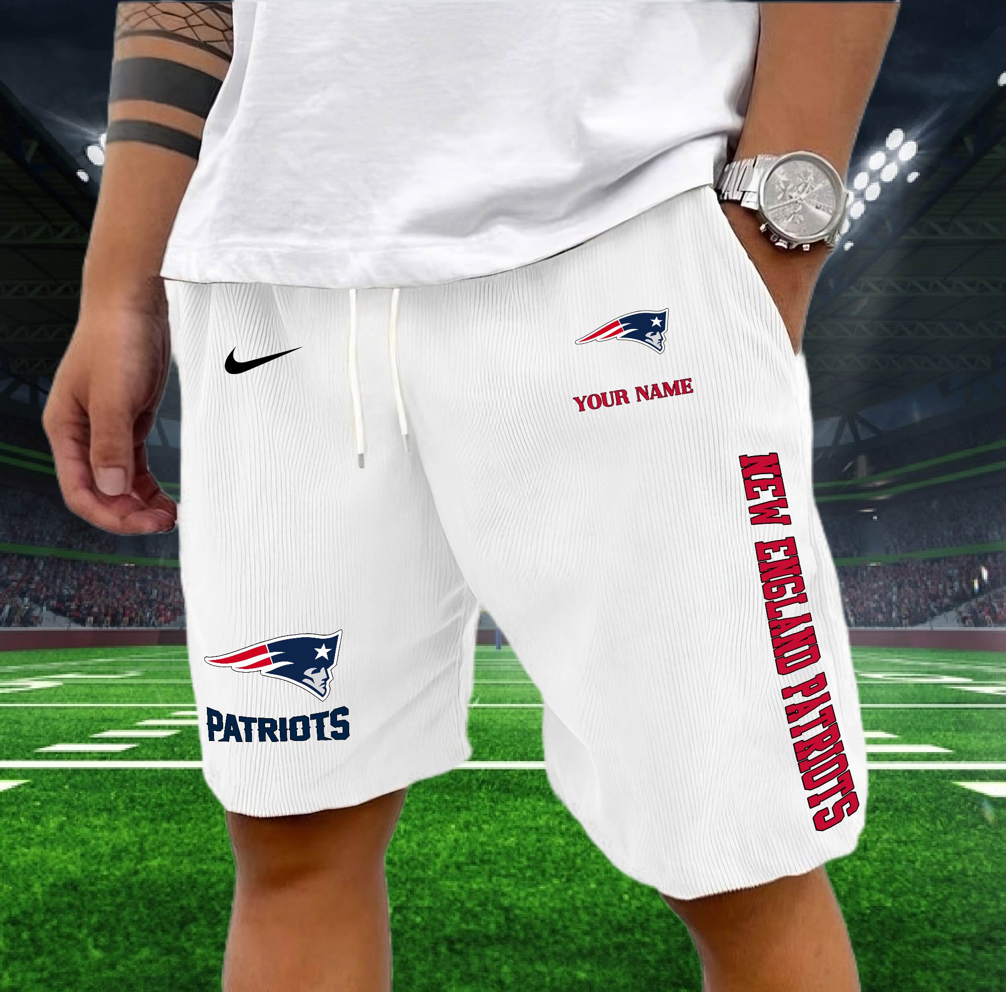 New England Patriots Corduroy Shorts Custom You Name,  Sport Corduroy Shorts, Gifts For Fan EHIVM-05222311N