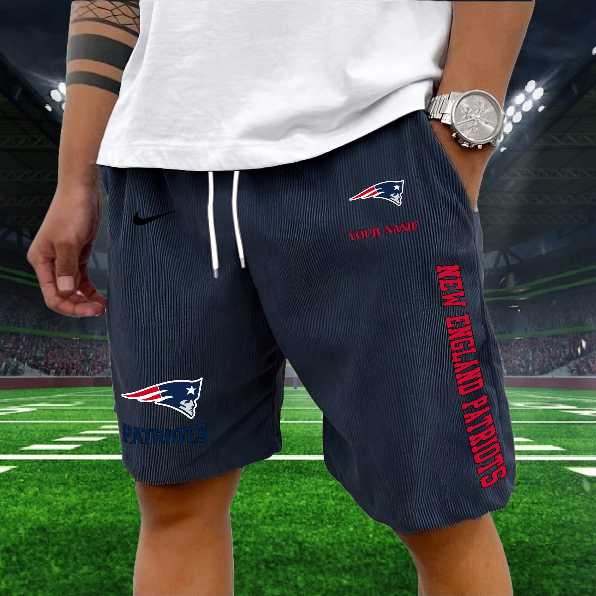 New England Patriots Corduroy Shorts Custom You Name, Sport Corduroy Shorts, Gifts For Fan EHIVM-05222311N - Image 5