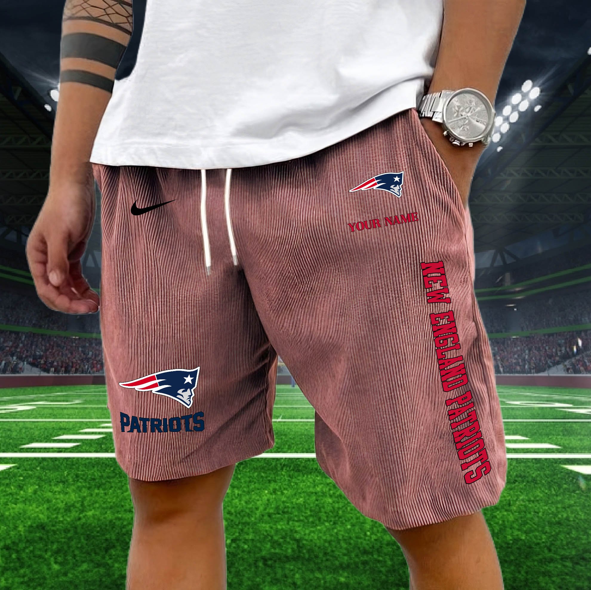 New England Patriots Corduroy Shorts Custom You Name, Sport Corduroy Shorts, Gifts For Fan EHIVM-05222311N - Image 6