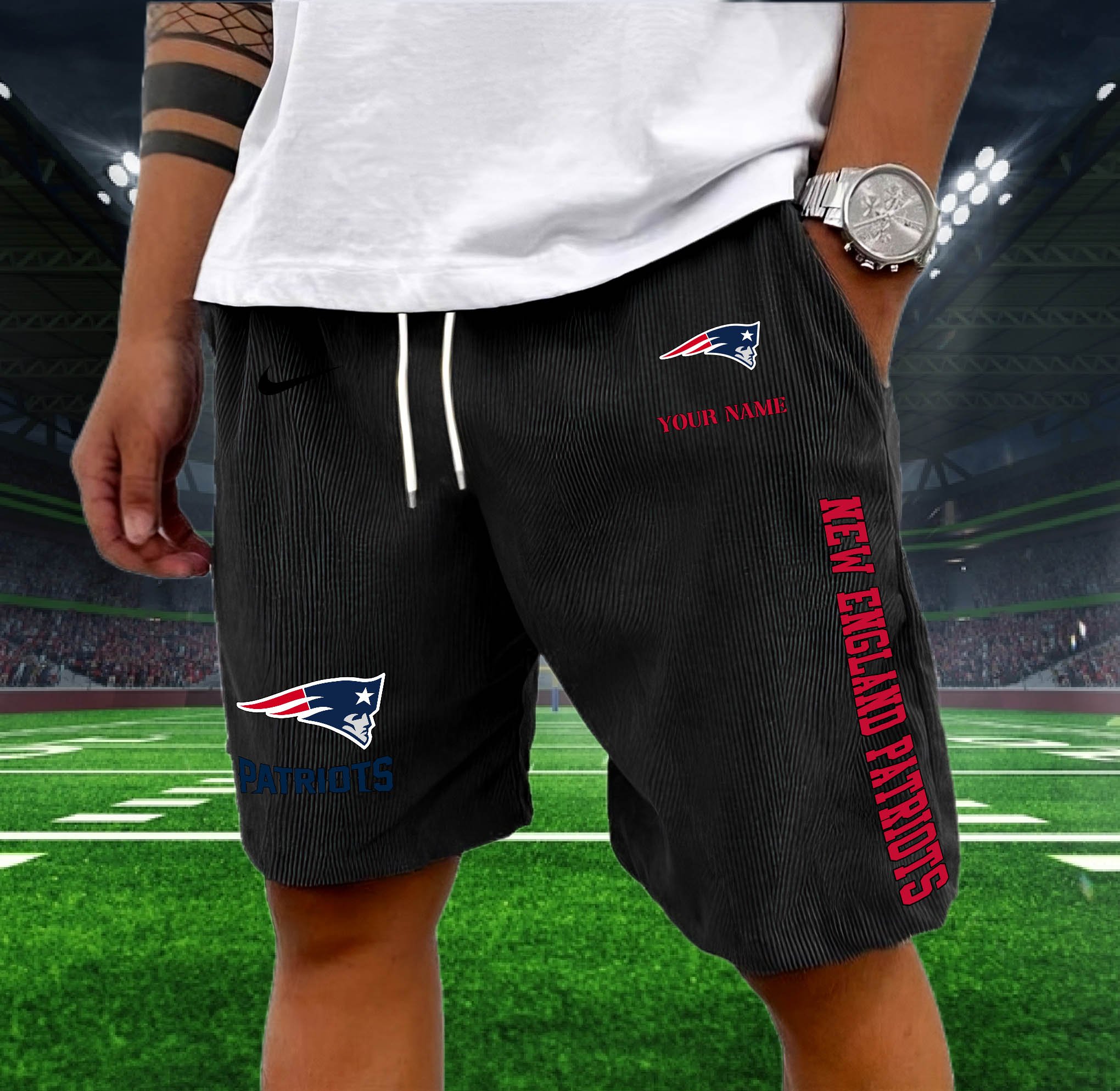 New England Patriots Corduroy Shorts Custom You Name, Sport Corduroy Shorts, Gifts For Fan EHIVM-05222311N - Image 7