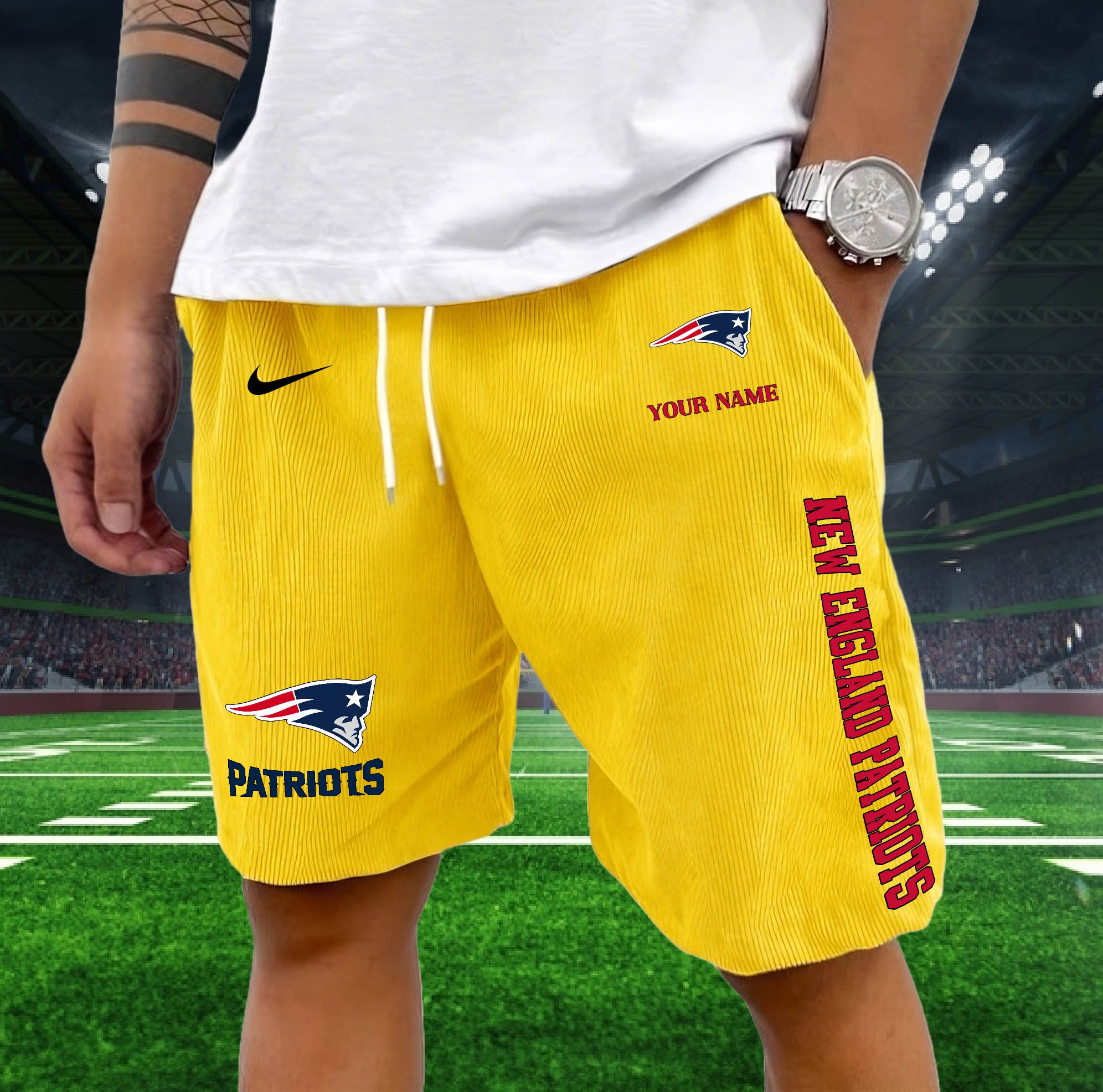 New England Patriots Corduroy Shorts Custom You Name, Sport Corduroy Shorts, Gifts For Fan EHIVM-05222311N - Image 8