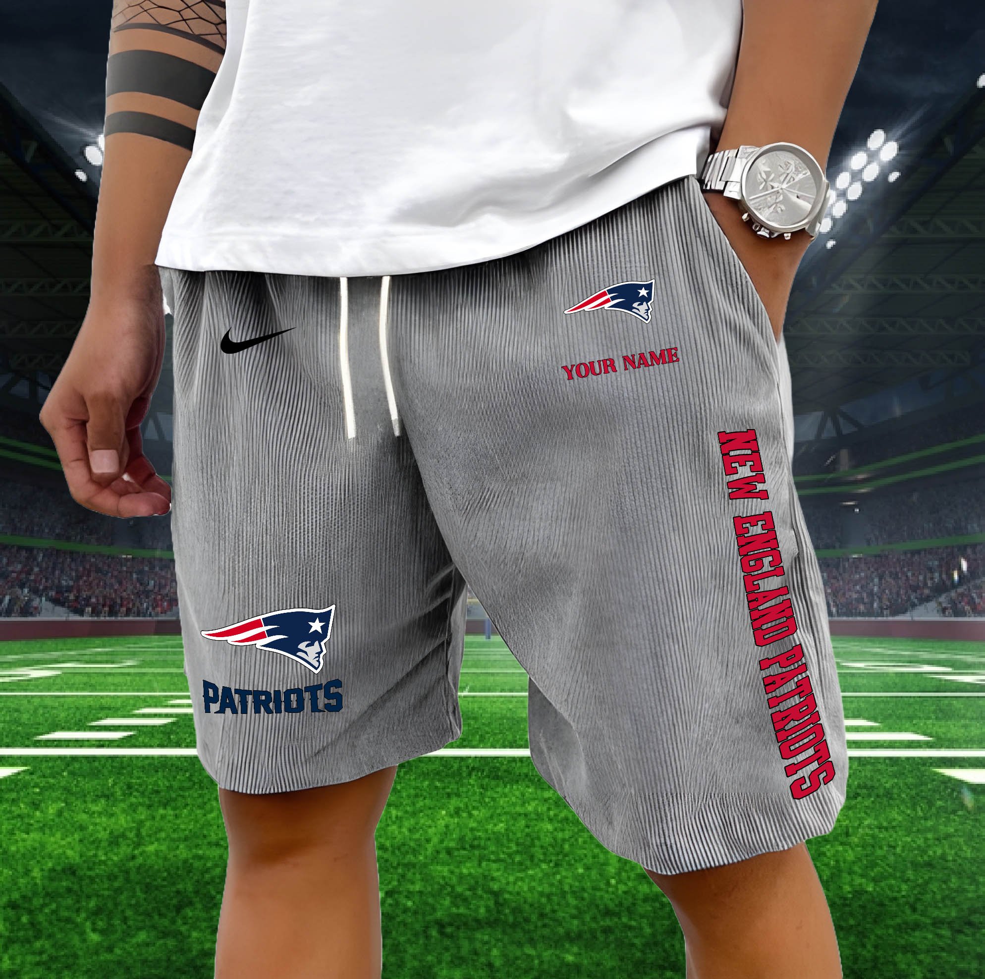 New England Patriots Corduroy Shorts Custom You Name, Sport Corduroy Shorts, Gifts For Fan EHIVM-05222311N - Image 9