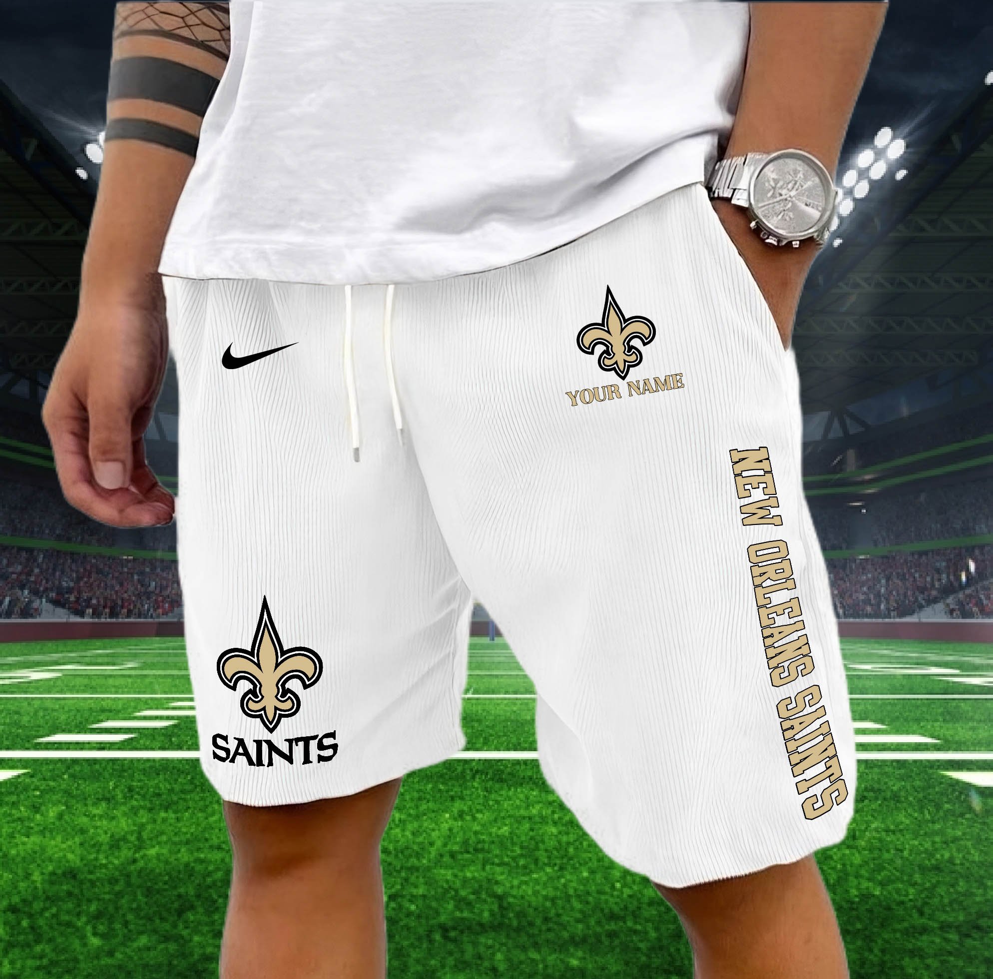 New Orleans Saints Corduroy Shorts Custom You Name,  Sport Corduroy Shorts, Gifts For Fan EHIVM-05222311N