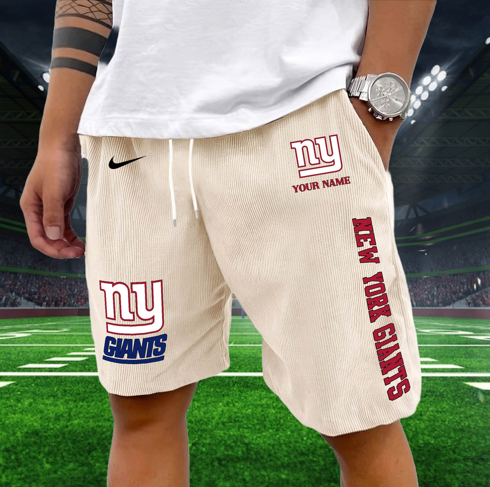 Alternative view of New York Giants Corduroy Shorts Custom You Name,  Sport Corduroy Shorts, Gifts For Fan EHIVM-05222311N