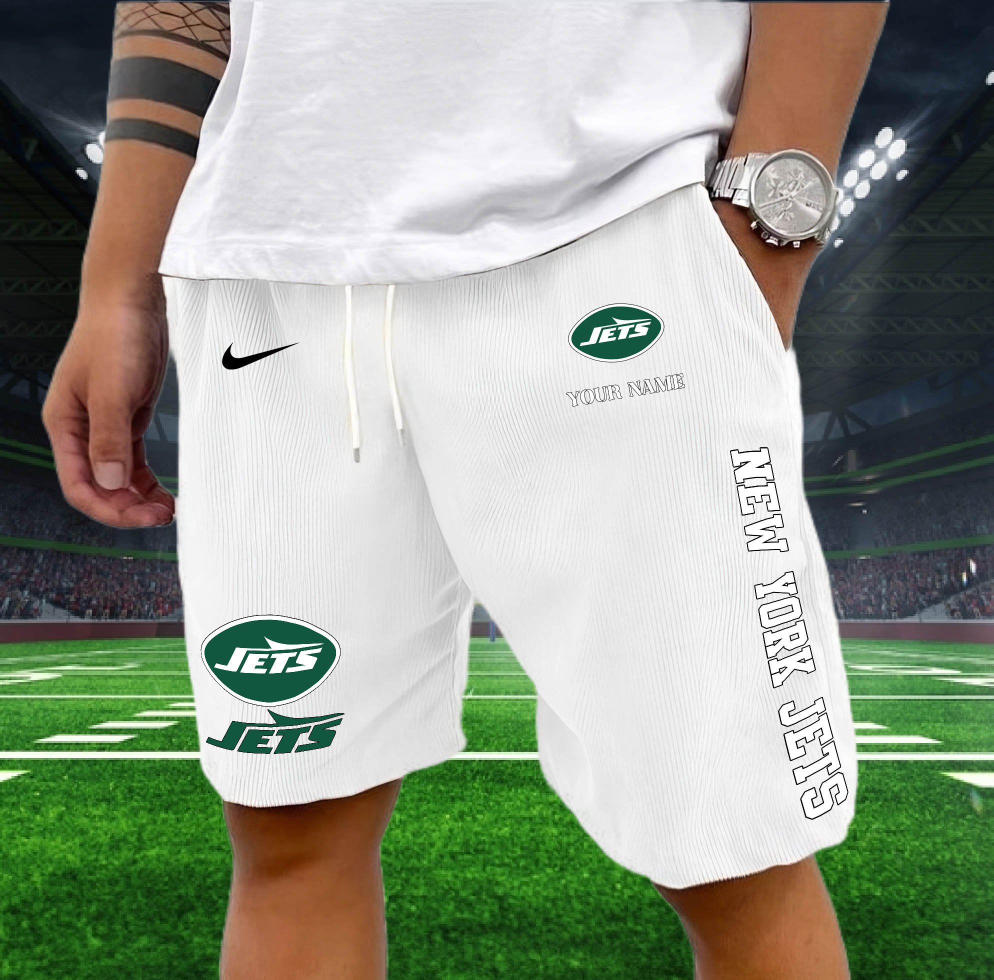 New York Jets Corduroy Shorts Custom You Name,  Sport Corduroy Shorts, Gifts For Fan EHIVM-05222311N