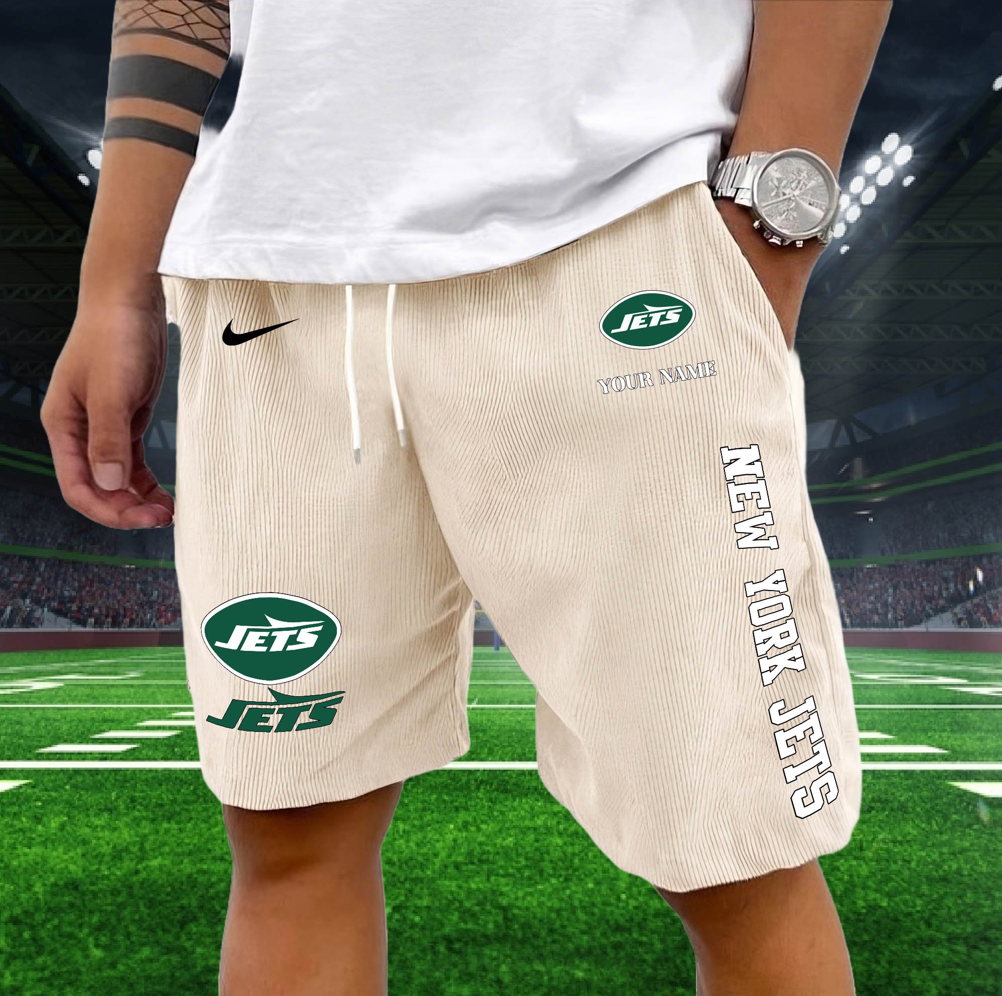 Alternative view of New York Jets Corduroy Shorts Custom You Name,  Sport Corduroy Shorts, Gifts For Fan EHIVM-05222311N