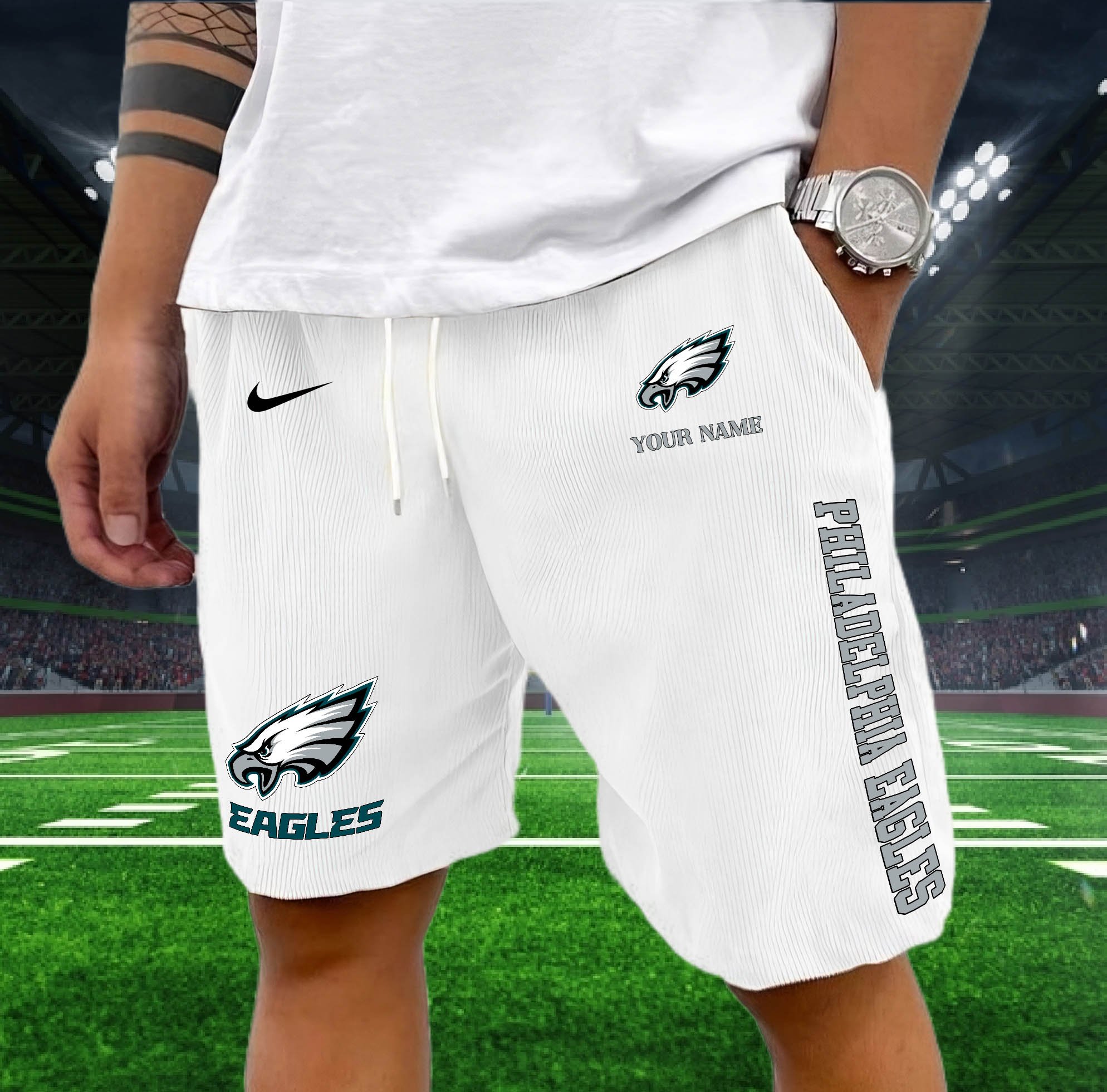 Philadelphia Eagles Corduroy Shorts Custom You Name,  Sport Corduroy Shorts, Gifts For Fan EHIVM-05222311N