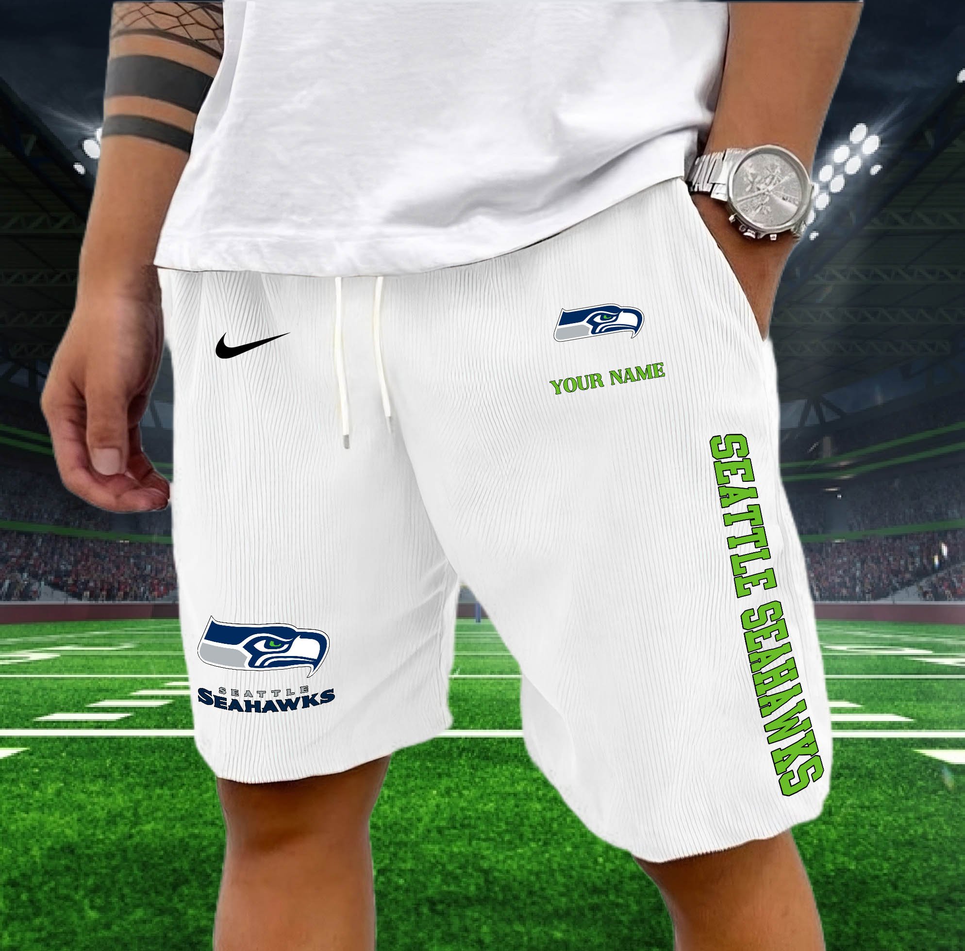 Seattle Seahawks Corduroy Shorts Custom You Name,  Sport Corduroy Shorts, Gifts For Fan EHIVM-05222311N