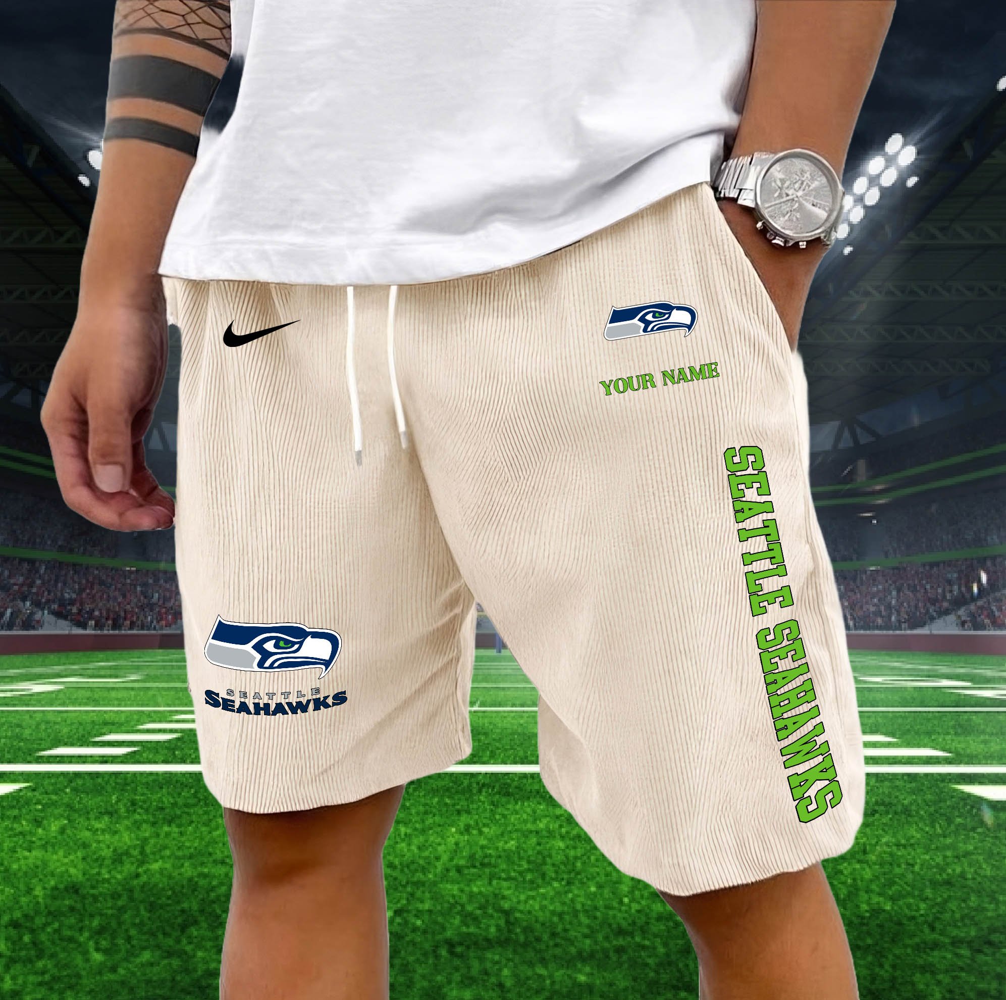 Alternative view of Seattle Seahawks Corduroy Shorts Custom You Name,  Sport Corduroy Shorts, Gifts For Fan EHIVM-05222311N