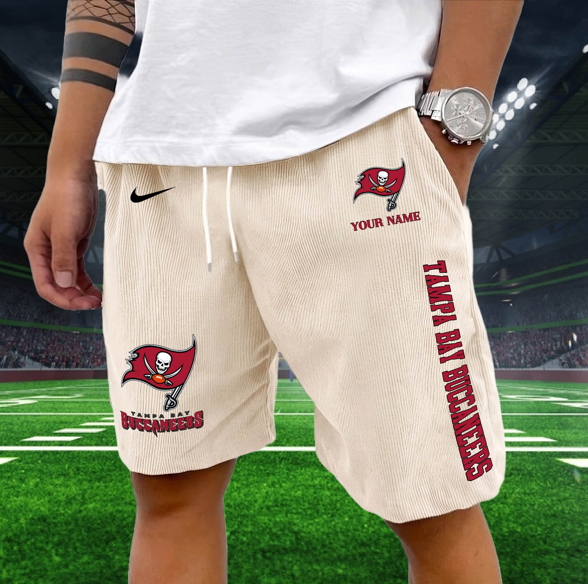 Alternative view of Tampa Bay Buccaneers Corduroy Shorts Custom You Name,  Sport Corduroy Shorts, Gifts For Fan EHIVM-05222311N