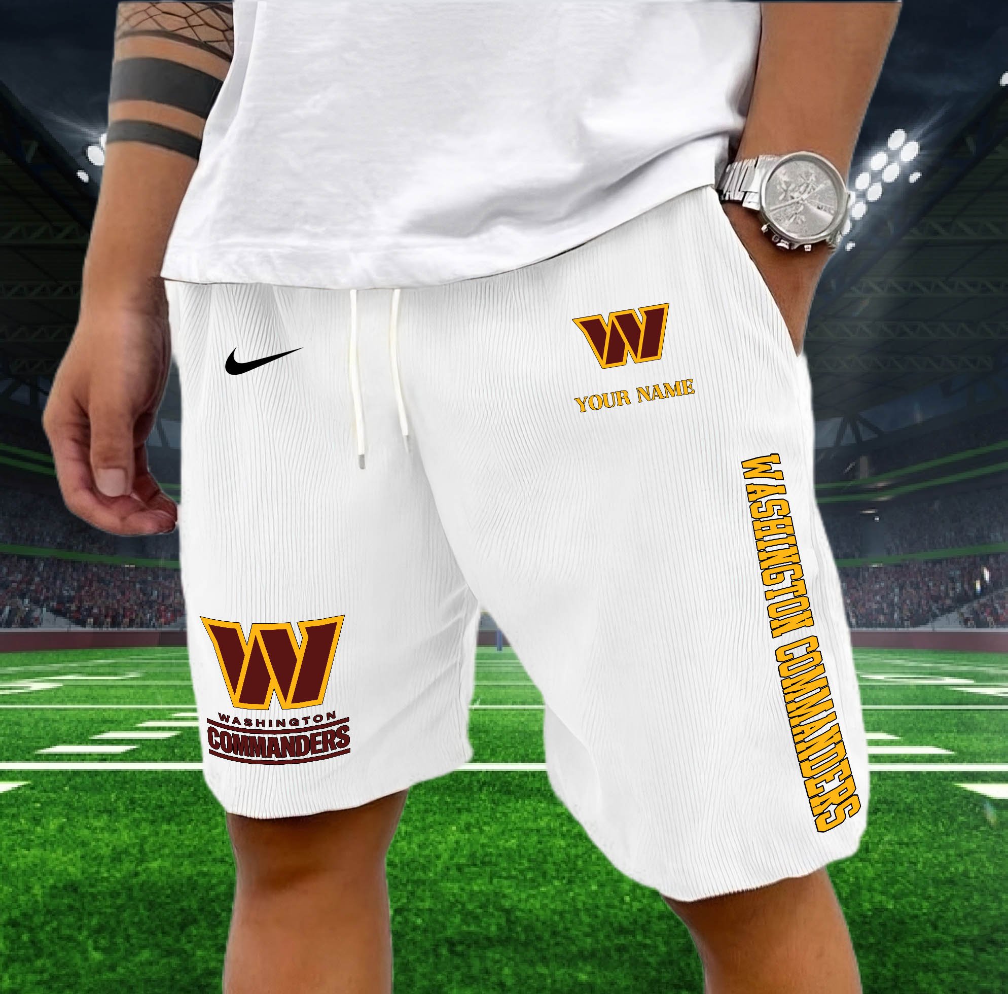 Washington Commanders Corduroy Shorts Custom You Name,  Sport Corduroy Shorts, Gifts For Fan EHIVM-05222311N