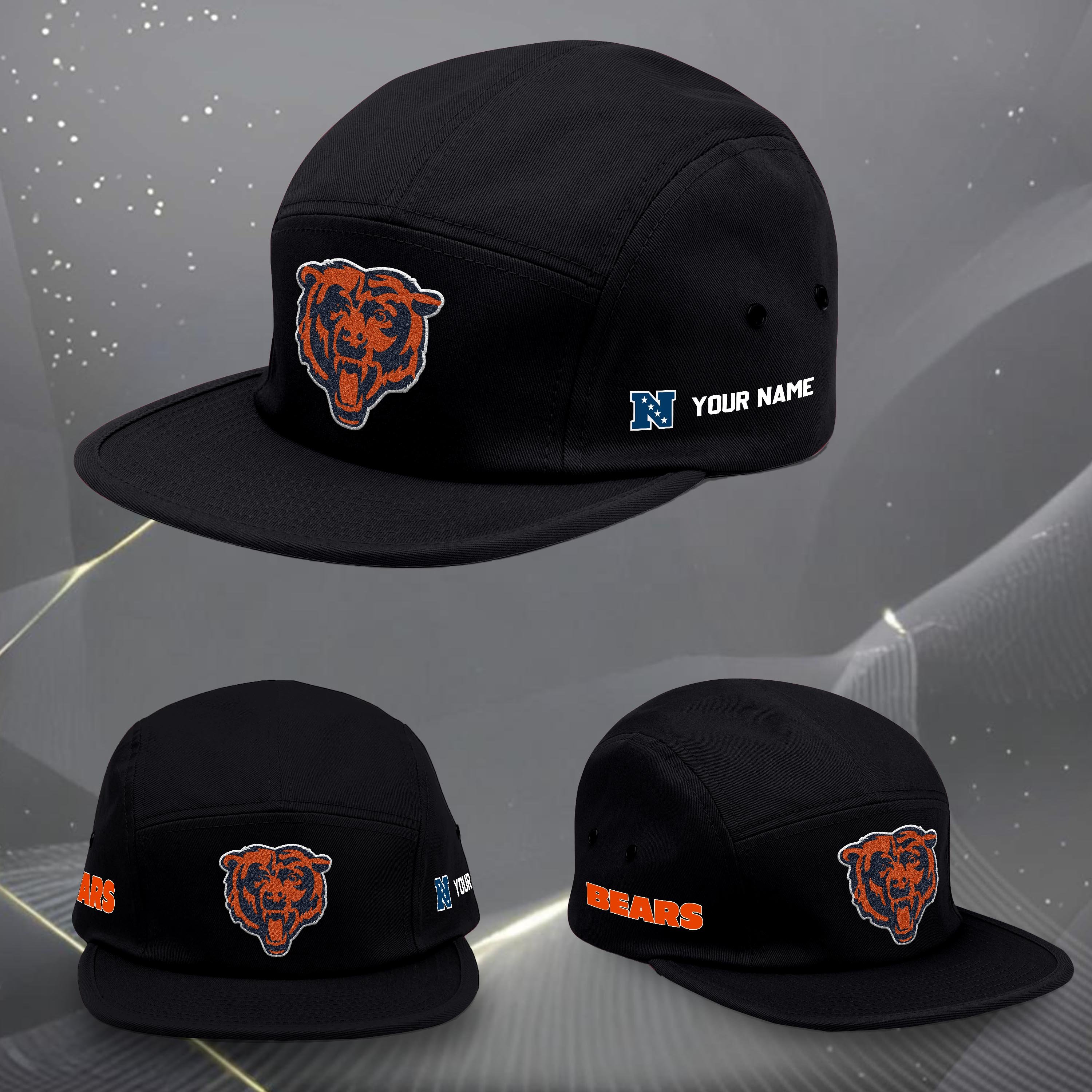 Chicago Bears Five Panel Five Panel Cap Custom Your Name, Sport Five Panel Five Panel Cap, Gifts For Fan EHIVM-06092490N
