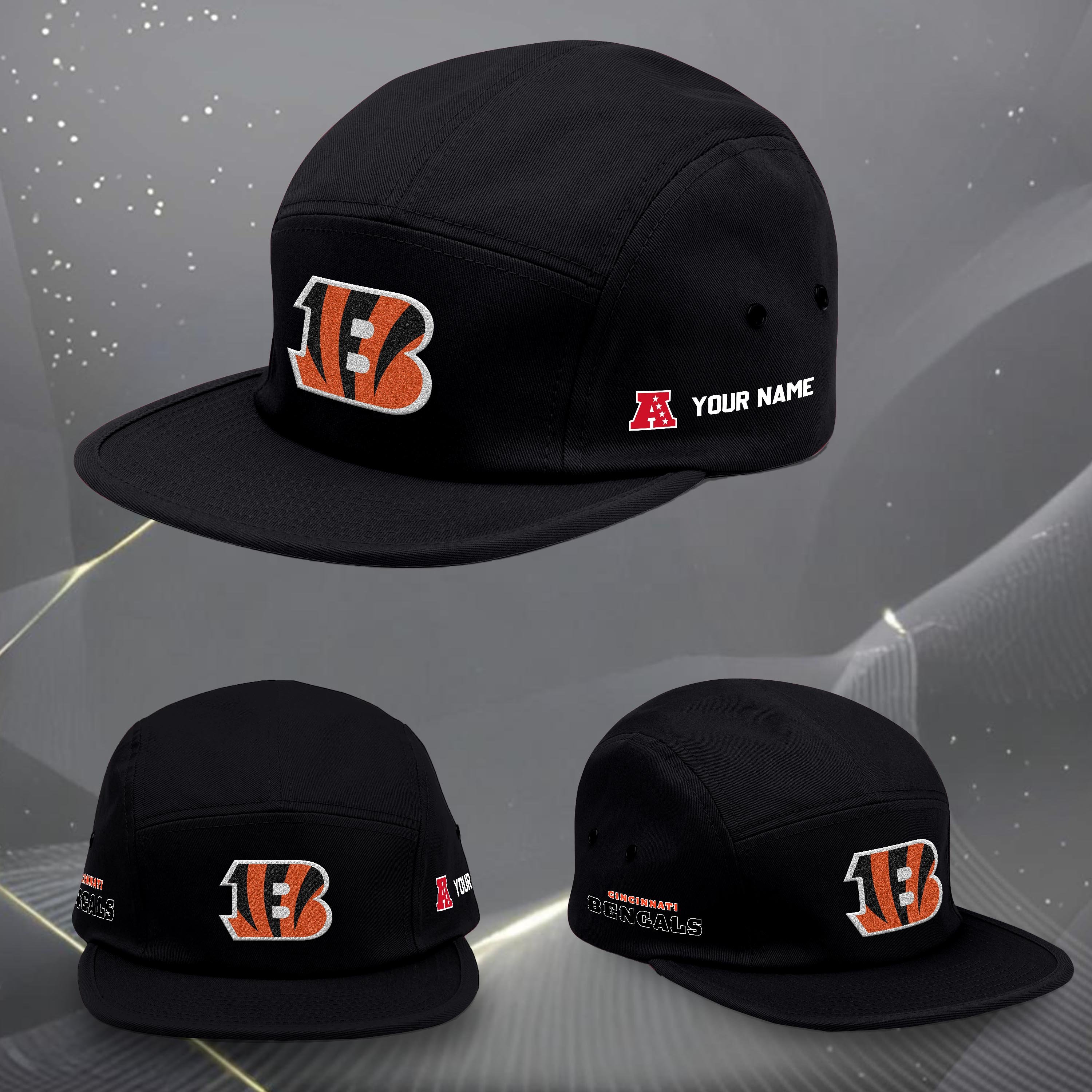 Cincinnati Bengals Five Panel Five Panel Cap Custom Your Name, Sport Five Panel Five Panel Cap, Gifts For Fan EHIVM-06092490N