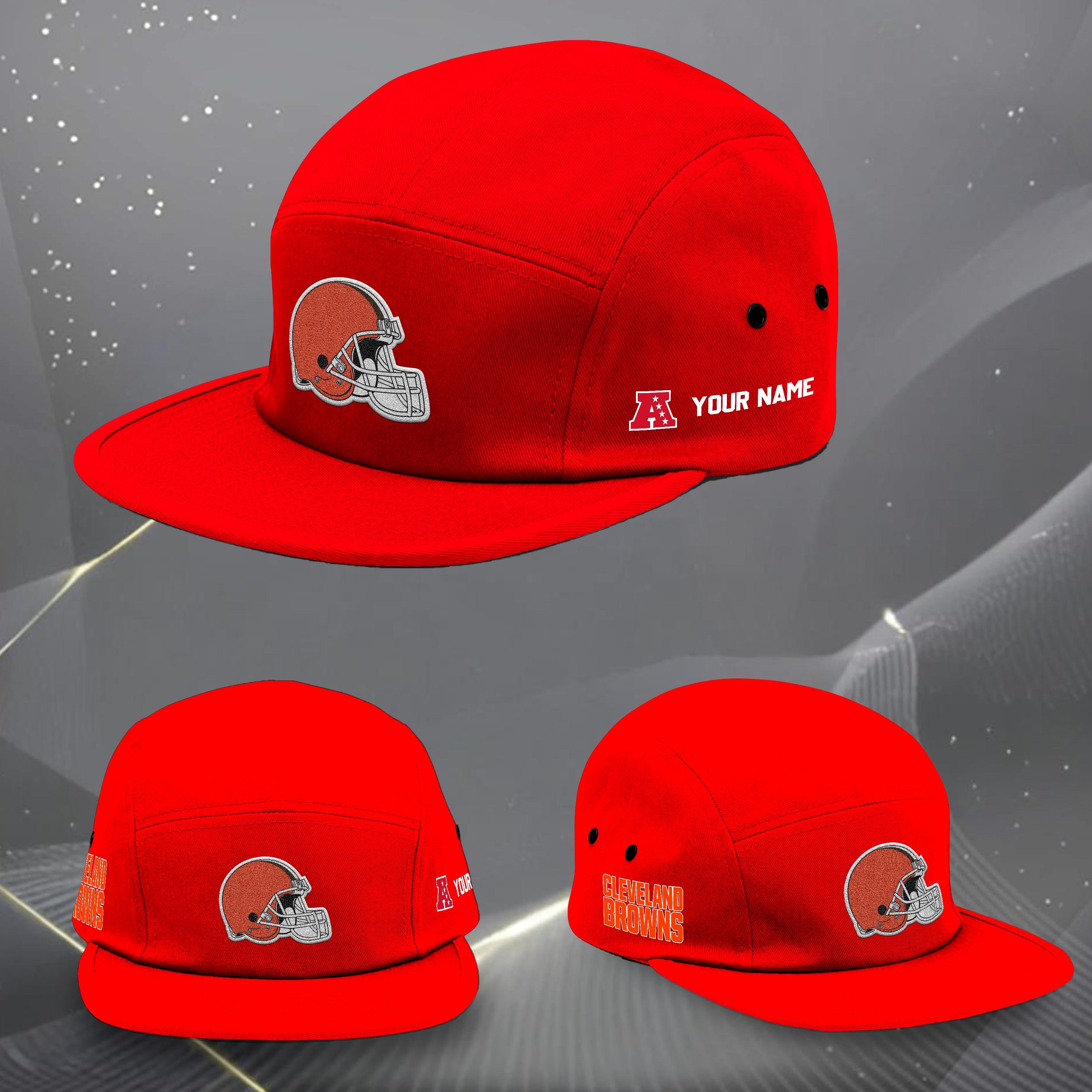 Alternative view of Cleveland Browns Five Panel Five Panel Cap Custom Your Name, Sport Five Panel Five Panel Cap, Gifts For Fan EHIVM-06092490N